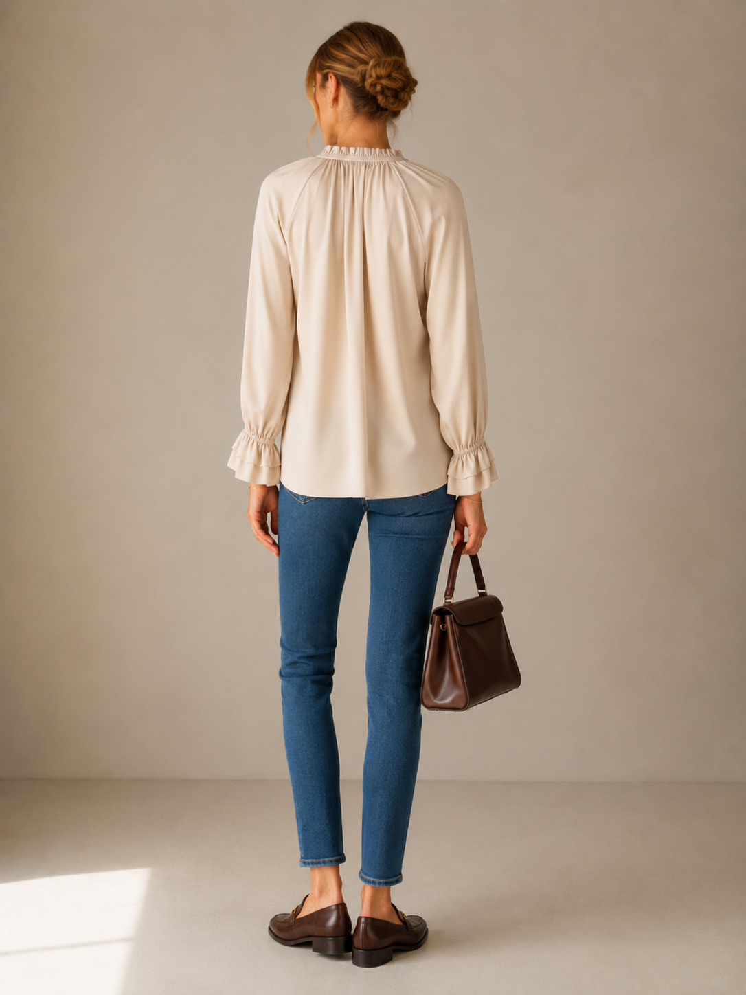 Seidenbluse "Ella" Hellbeige