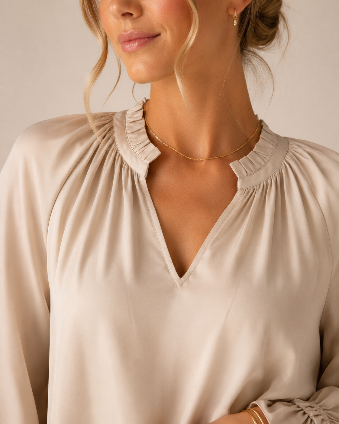 Seidenbluse "Ella" Hellbeige