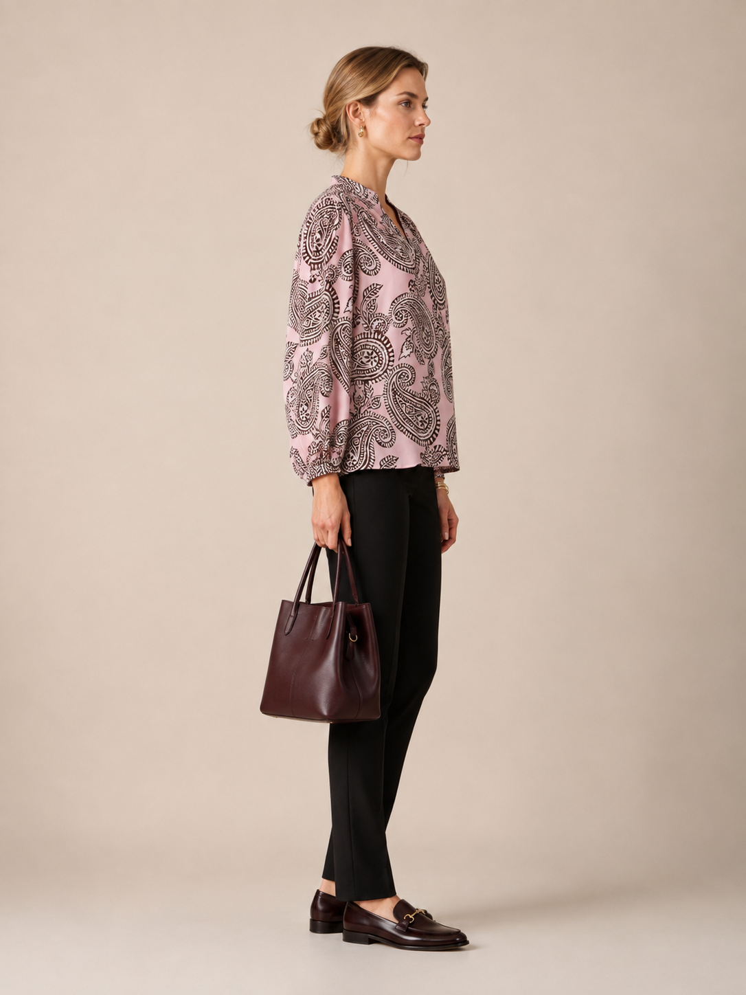 Seidenbluse „Paisley“ Rosa | Barolo | Weiß