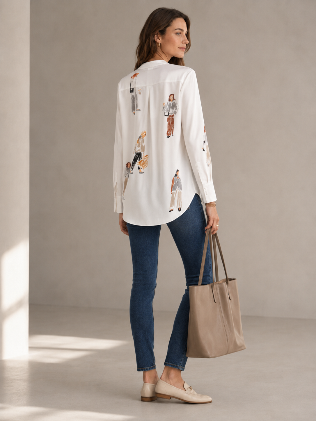 Seidenbluse „Street-Style-Chic“ Weiß | Multicolor