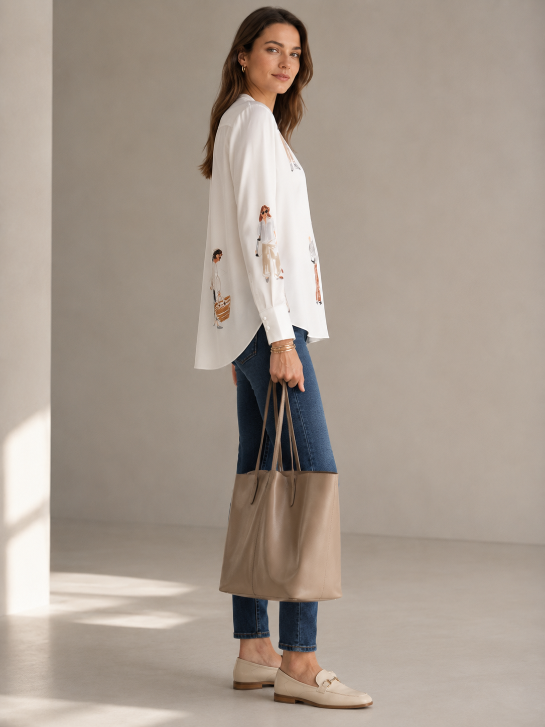 Seidenbluse „Street-Style-Chic“ Weiß | Multicolor