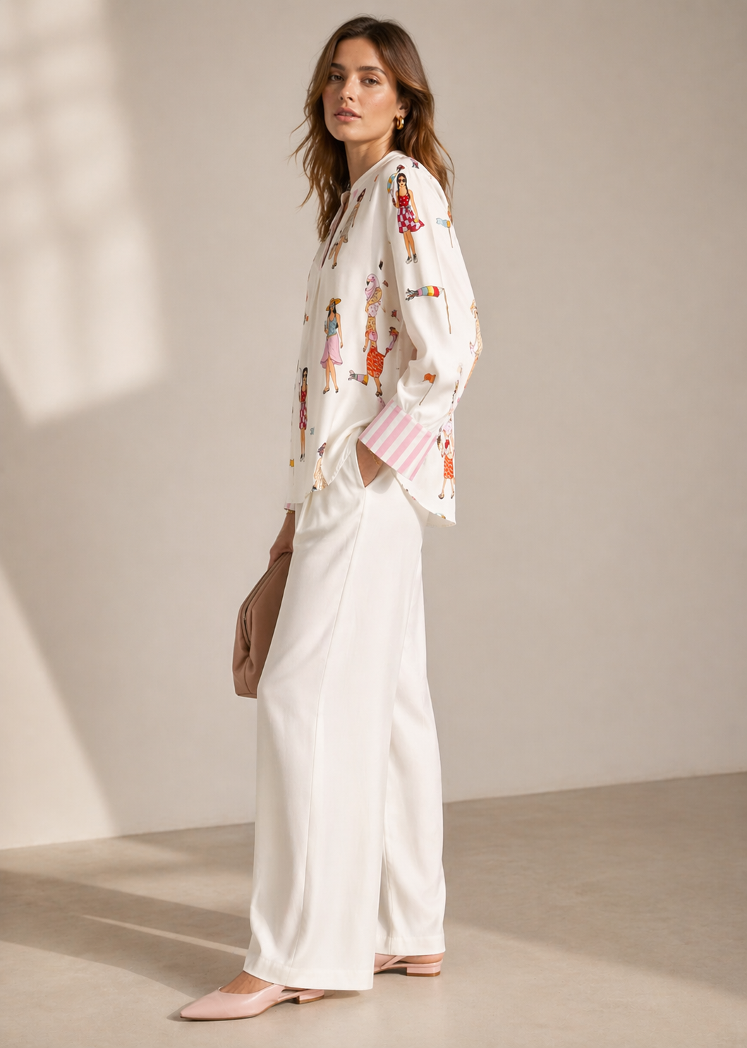 Seiden-Statement-Bluse "Summer Life" Weiß | Rosa | Multicolor