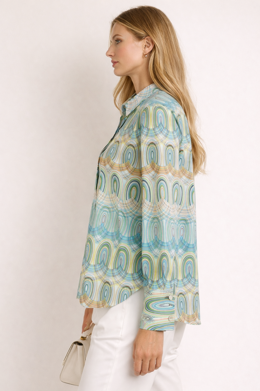 Statement-Blusenshirt „Retro-Print“ GRÜN/BLAU/BRAUN/CREME