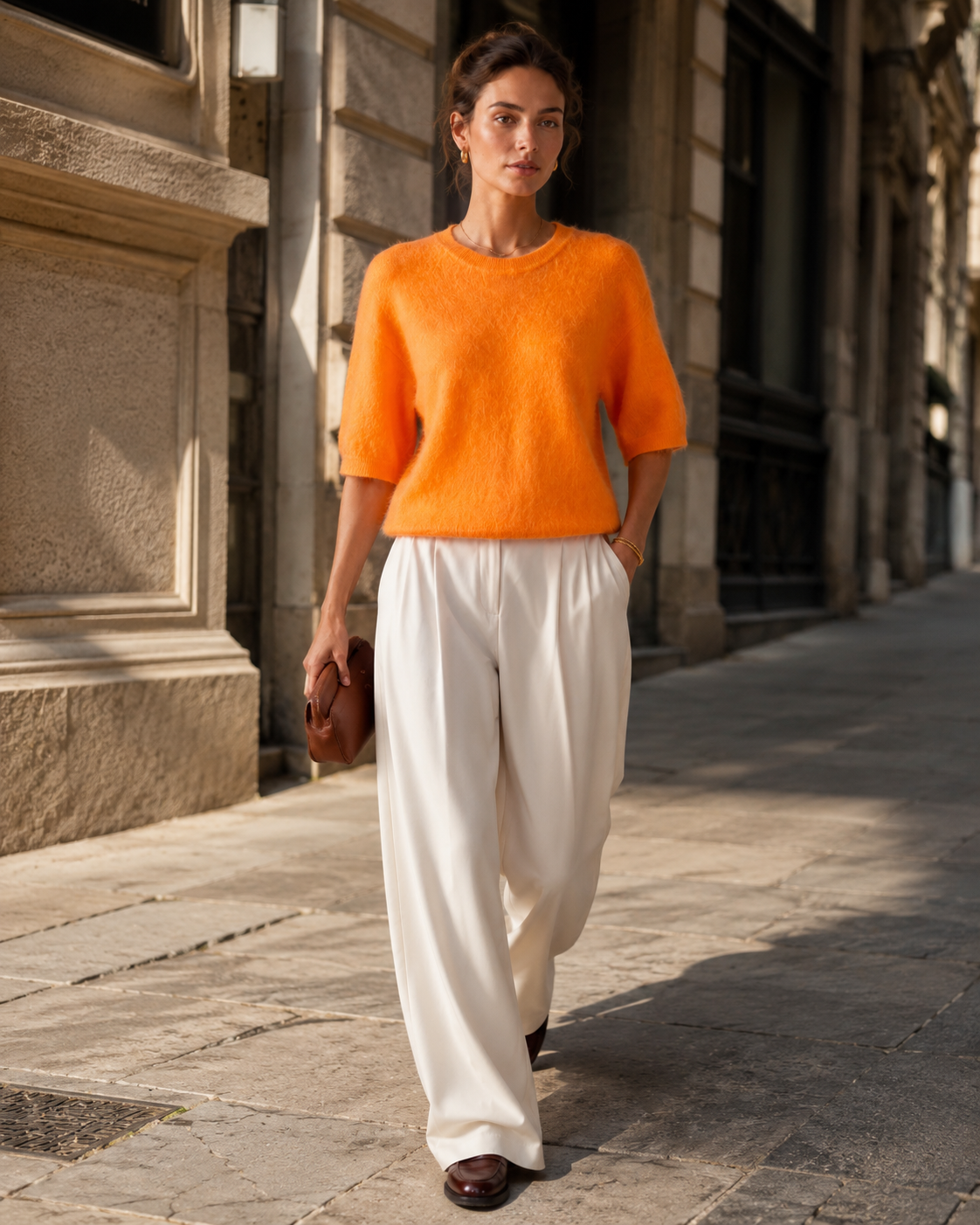 Kurzarm-Pullover „Lia“ Orange