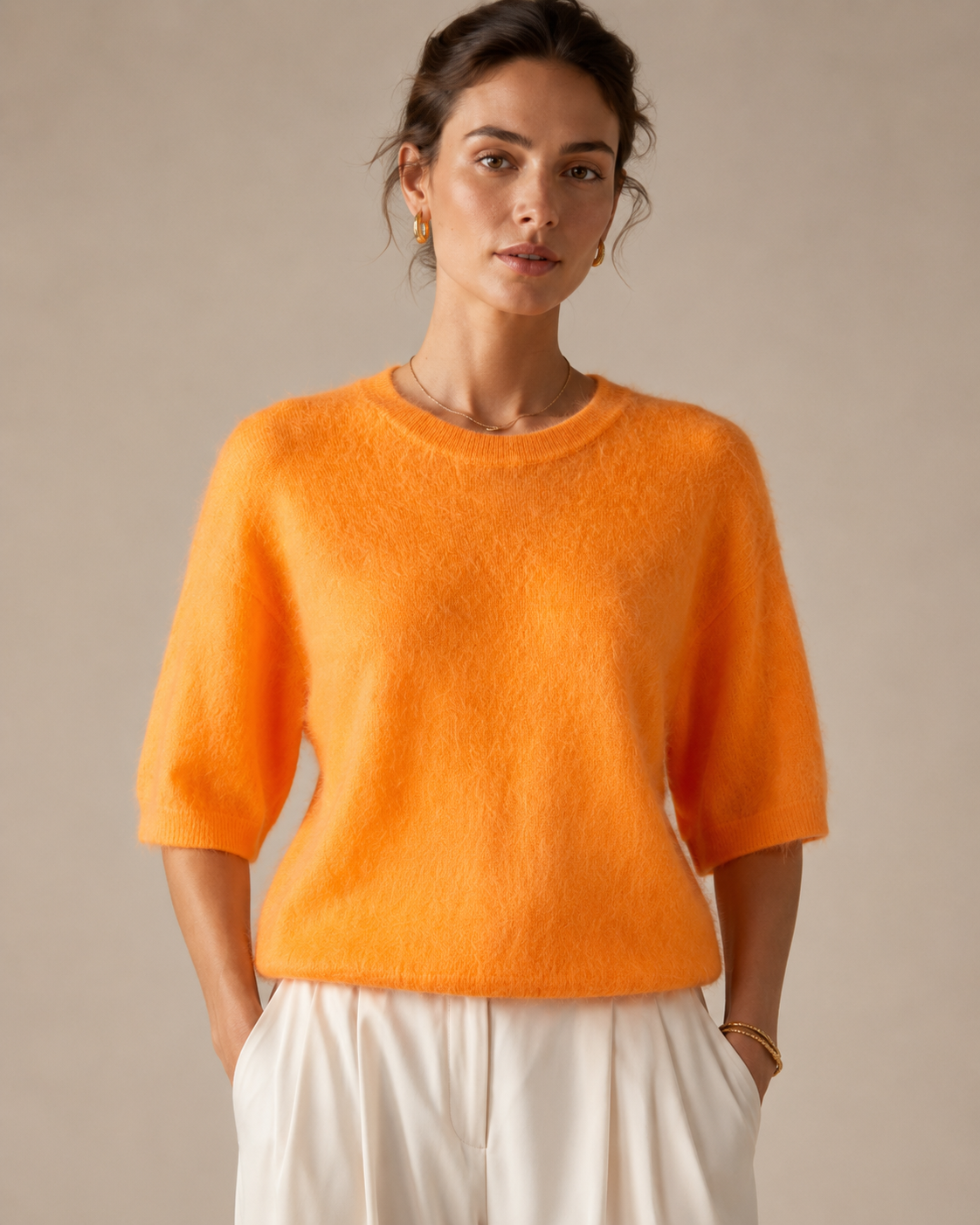 Kurzarm-Pullover „Lia“ Orange