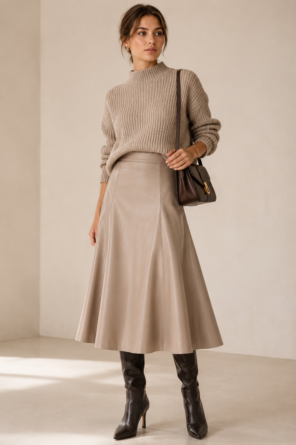 Lederimitat-Rock "Rania" Softem Beige / Taupe