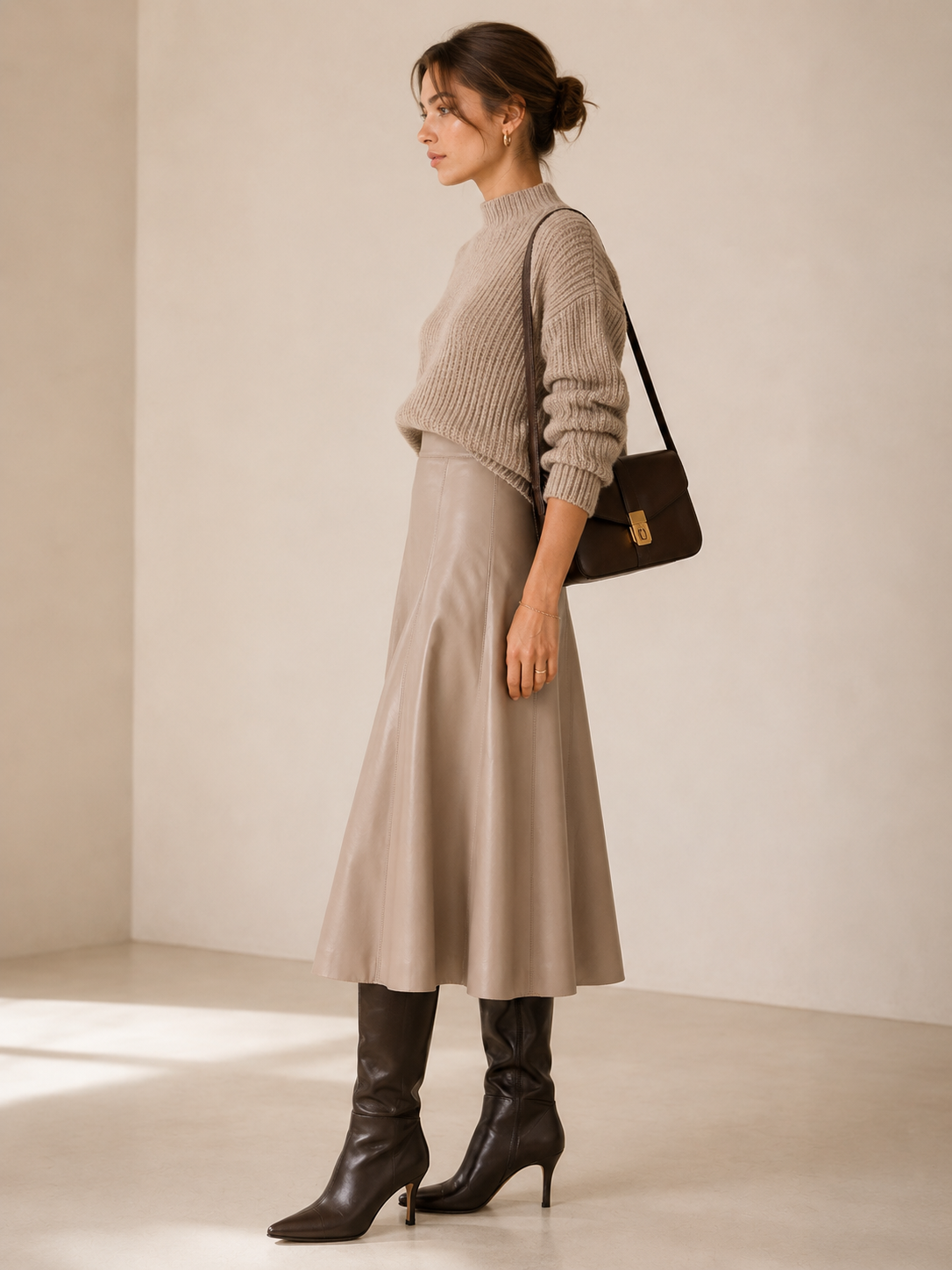 Lederimitat-Rock "Rania" Softem Beige / Taupe