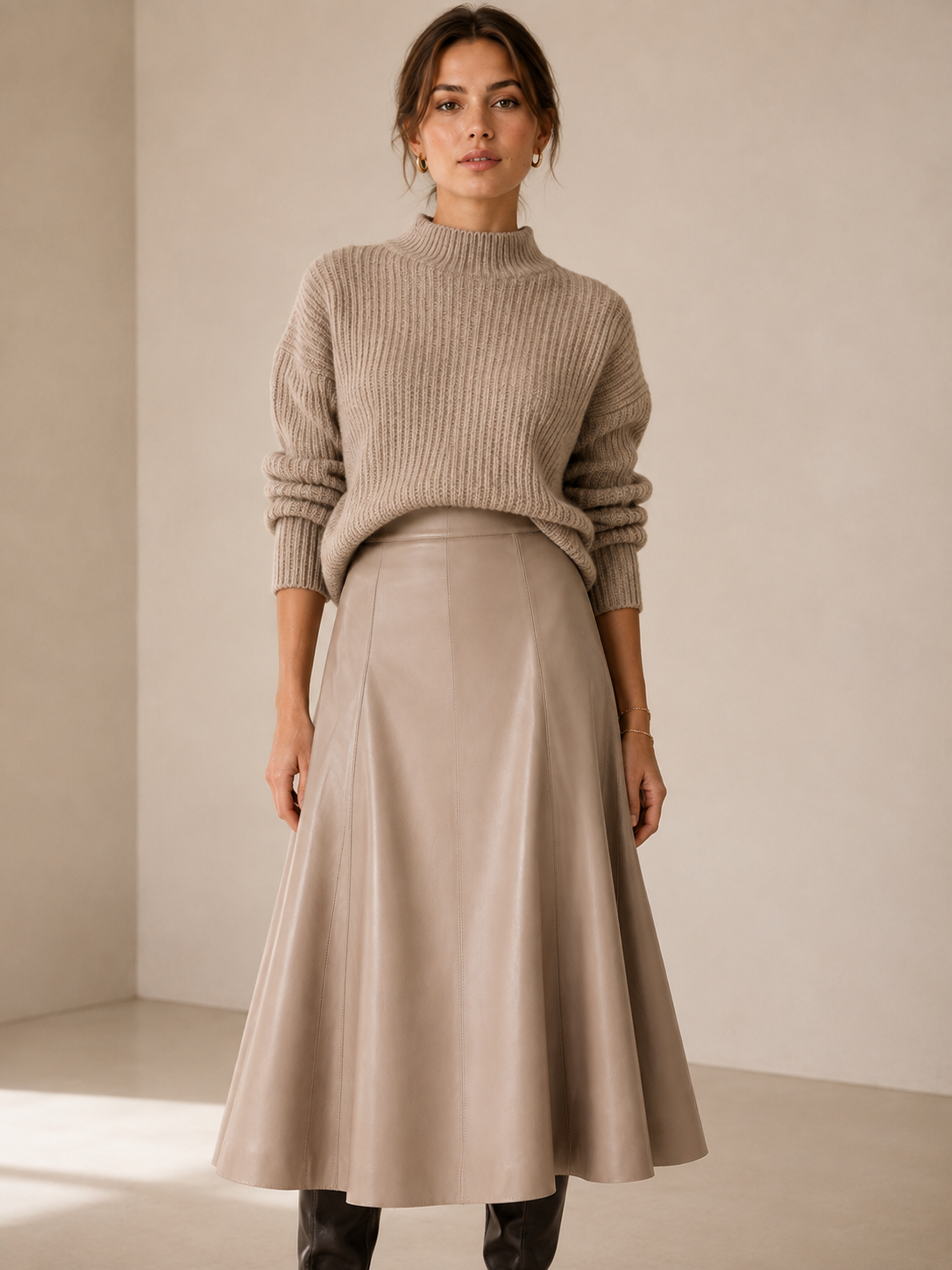 Lederimitat-Rock "Rania" Softem Beige / Taupe