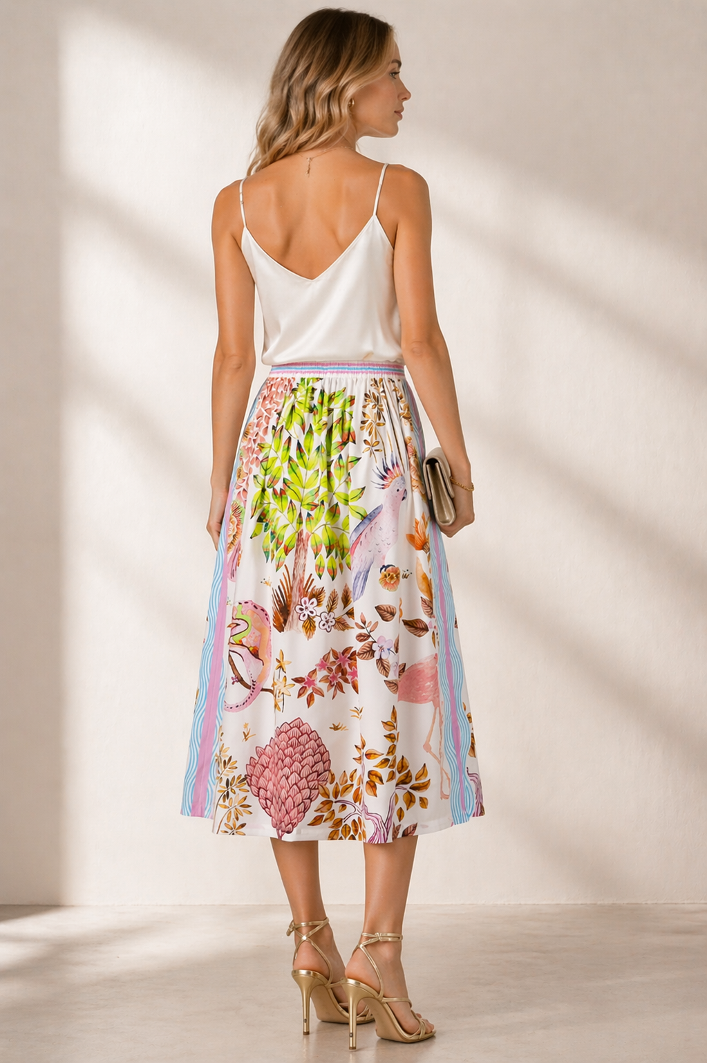 Statement-Rock „Tropischer Print“ Weiß | Rosa | Blau | Multicolor