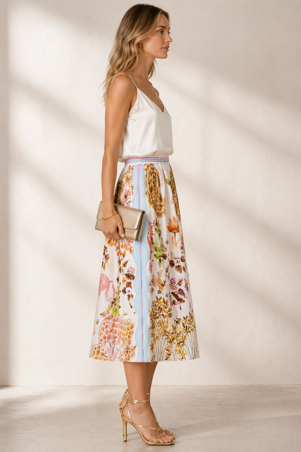 Statement-Rock „Tropischer Print“ Weiß | Rosa | Blau | Multicolor
