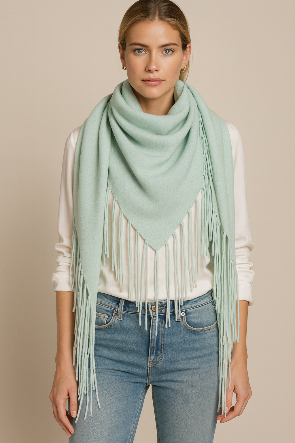 Dreieckstuch „Fransen“ Mint