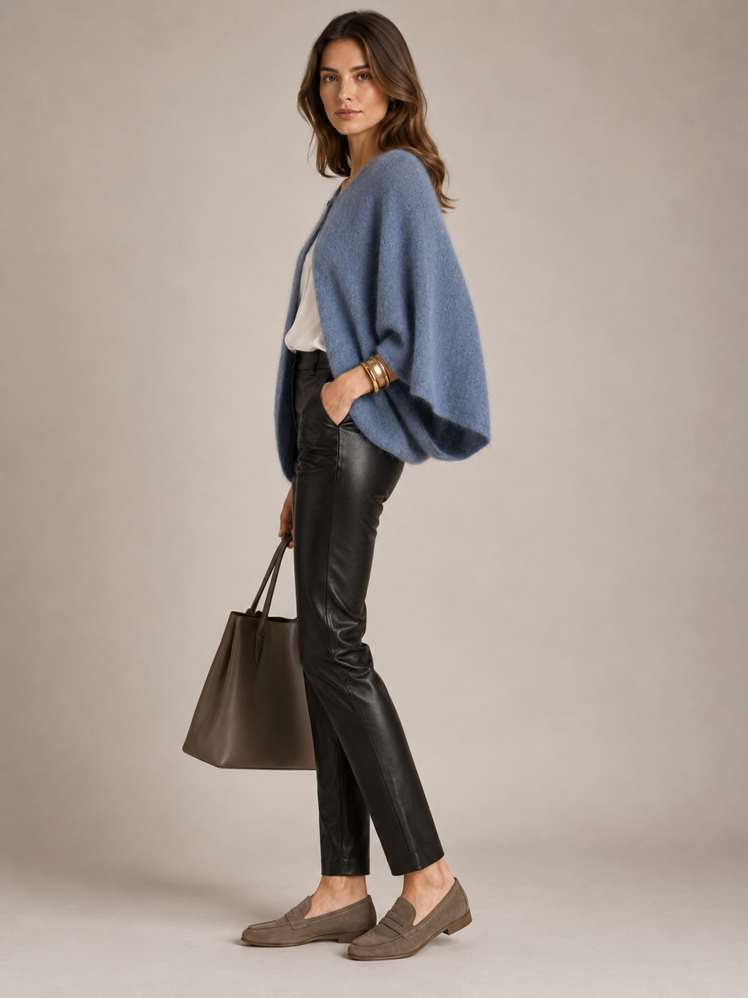 Kaschmir-Strickjacke „LENA“ Jeansblau