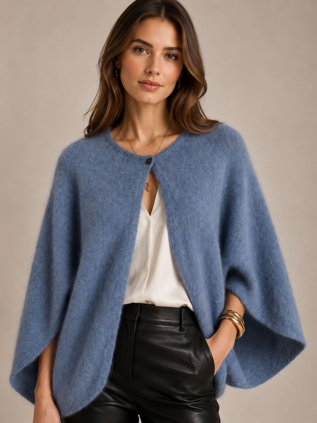 Kaschmir-Strickjacke „LENA“ Jeansblau