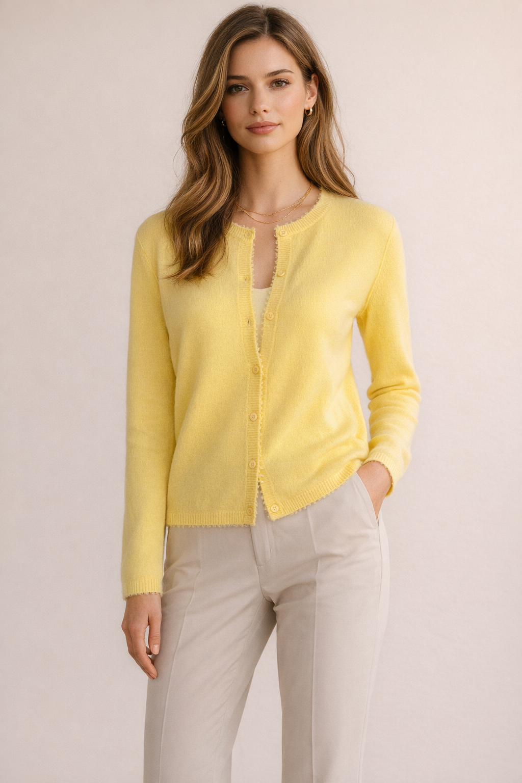 Kaschmir Strickjacke Gelb