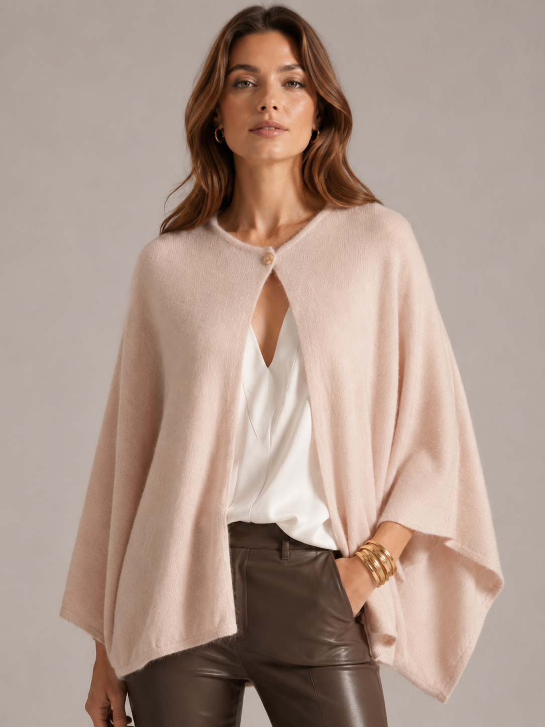 Kaschmir-Strickjacke „LENA“ Hellbeige