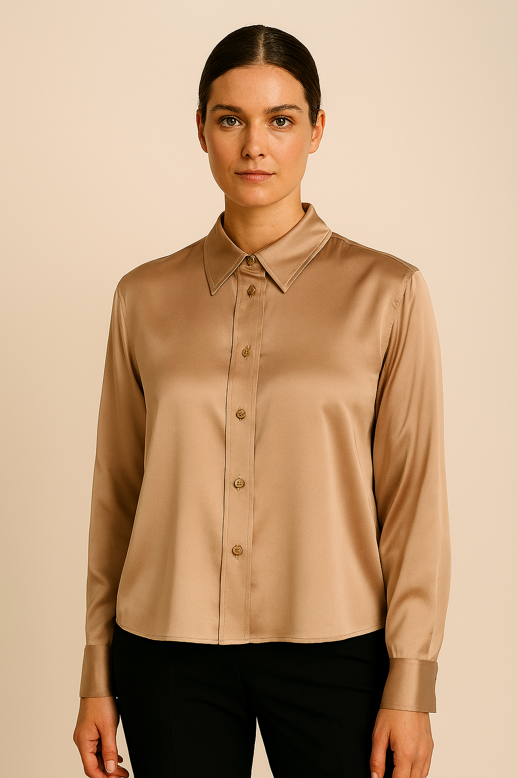 Seiden Bluse Beige
