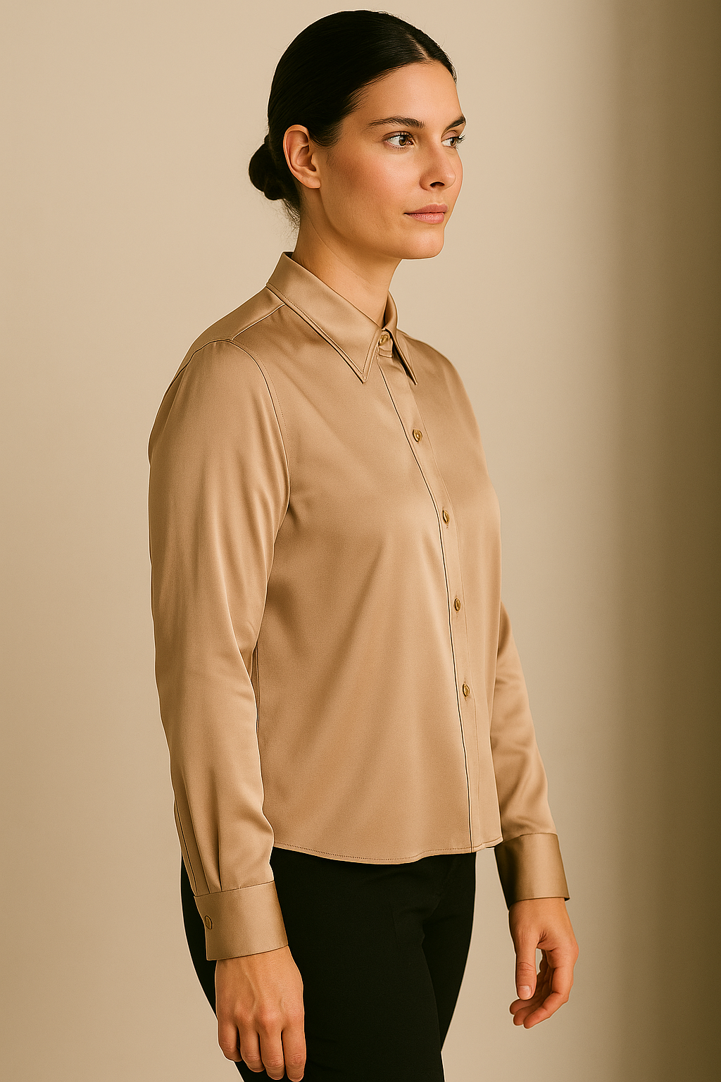 Seiden Bluse Beige