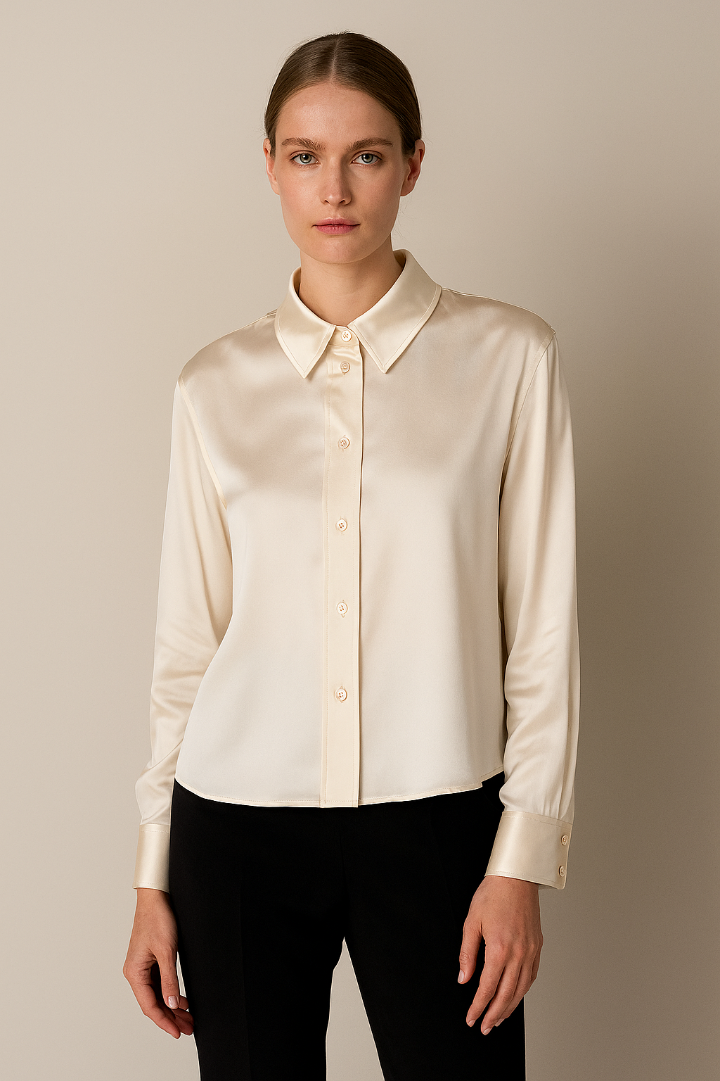 Seiden Bluse Vanille