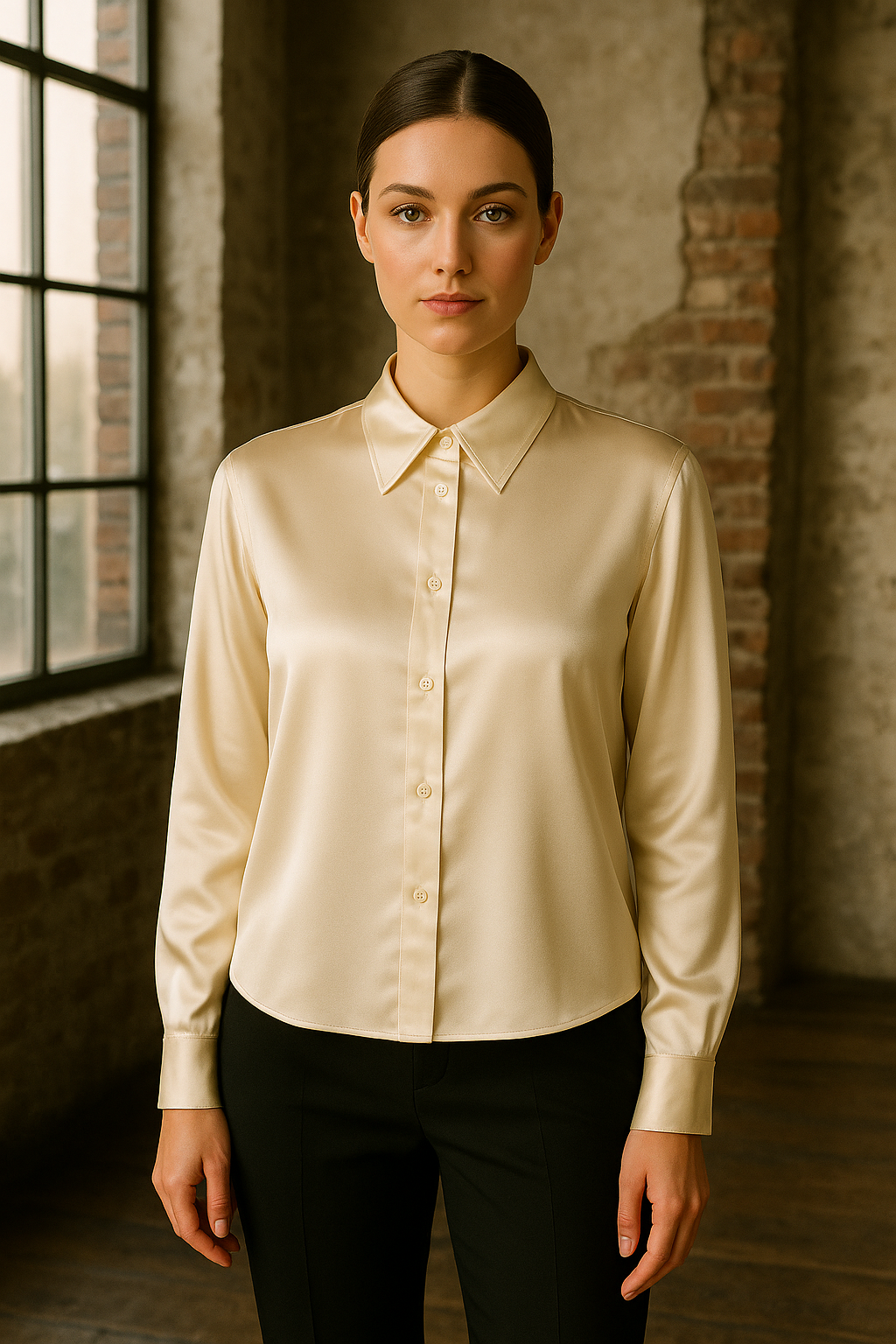 Seiden Bluse Vanille