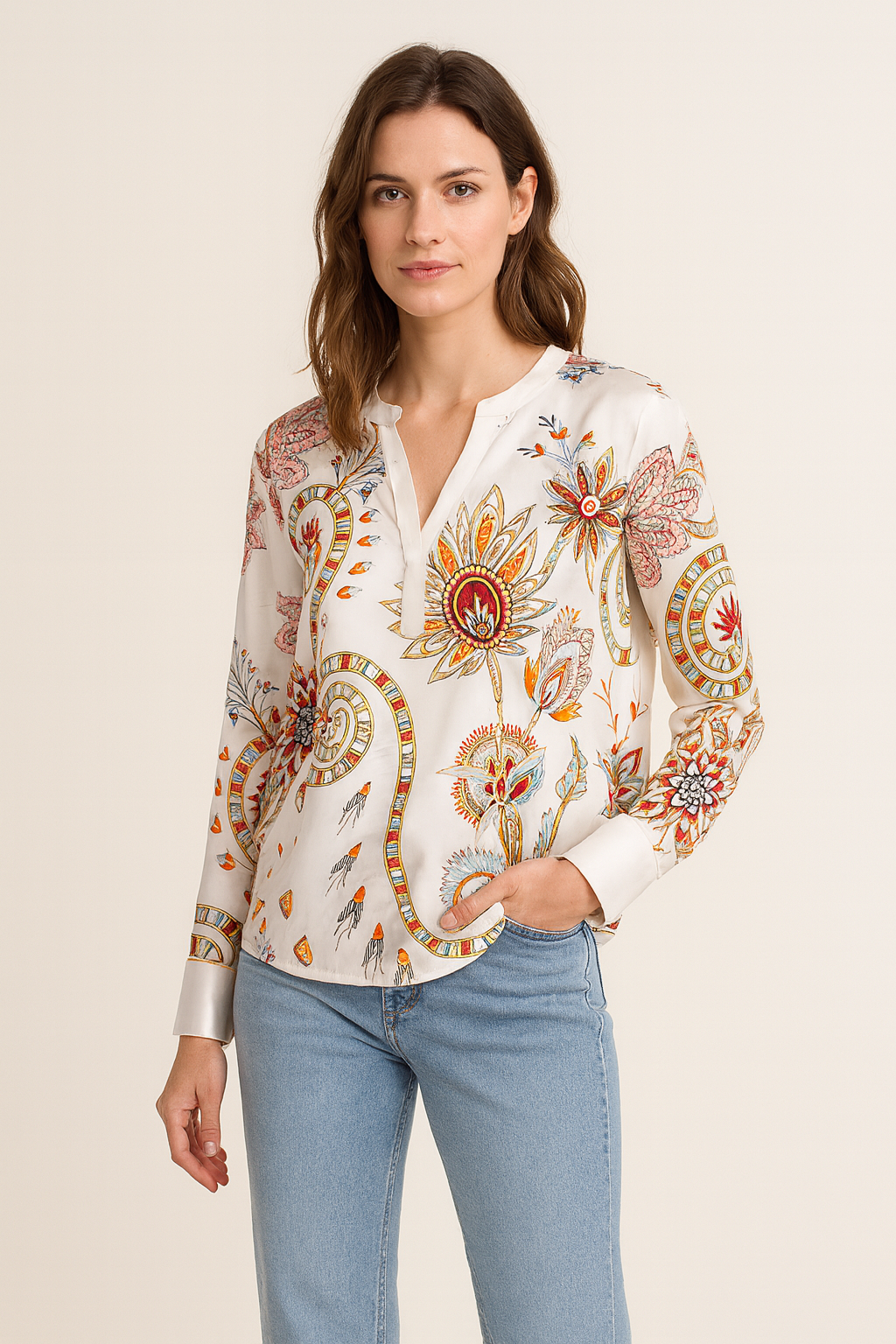 Bluse Weiß | Rot | Multicolor