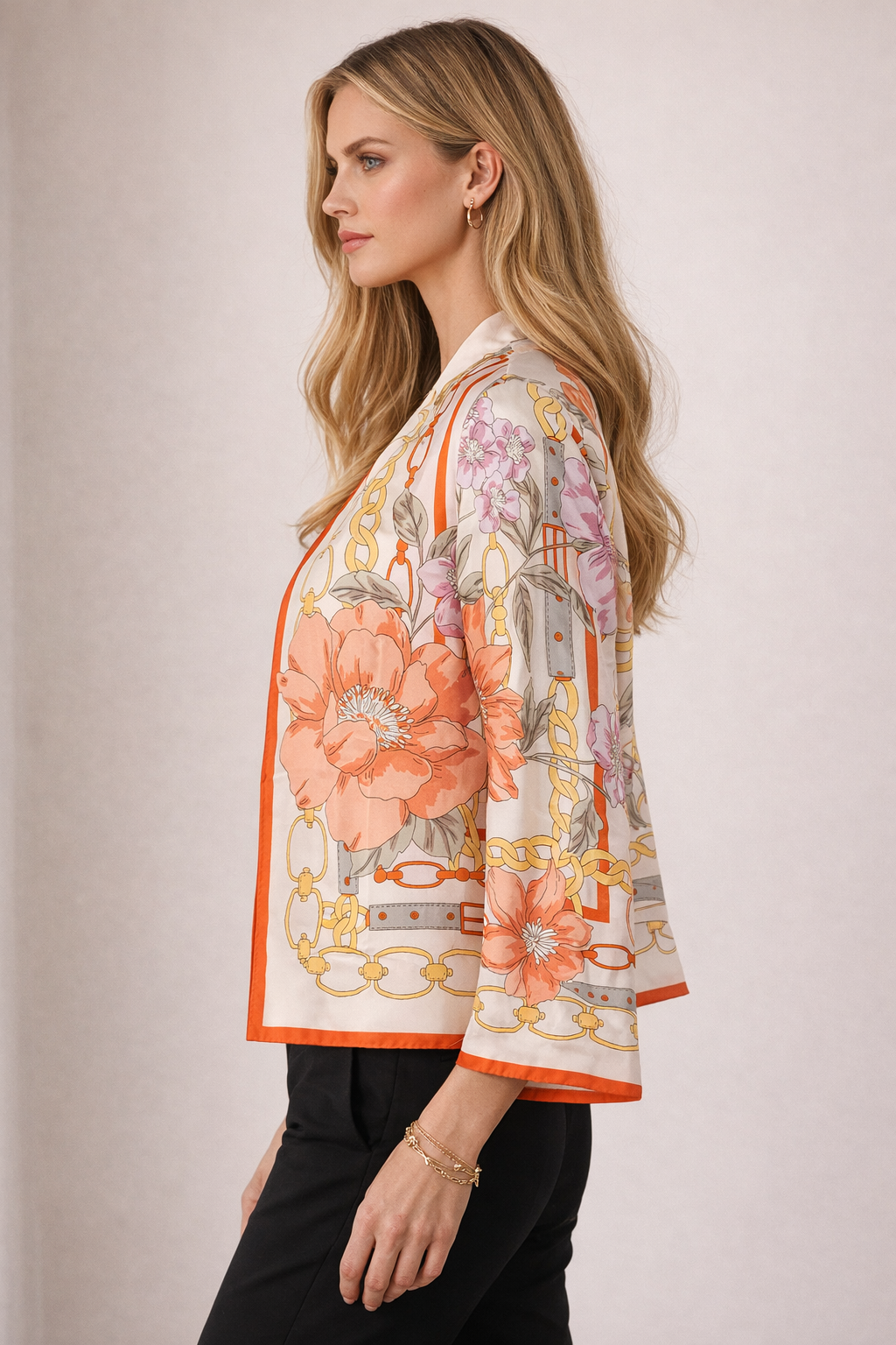 Seidenjacke Creme | Orange | Rosa | Multicolor