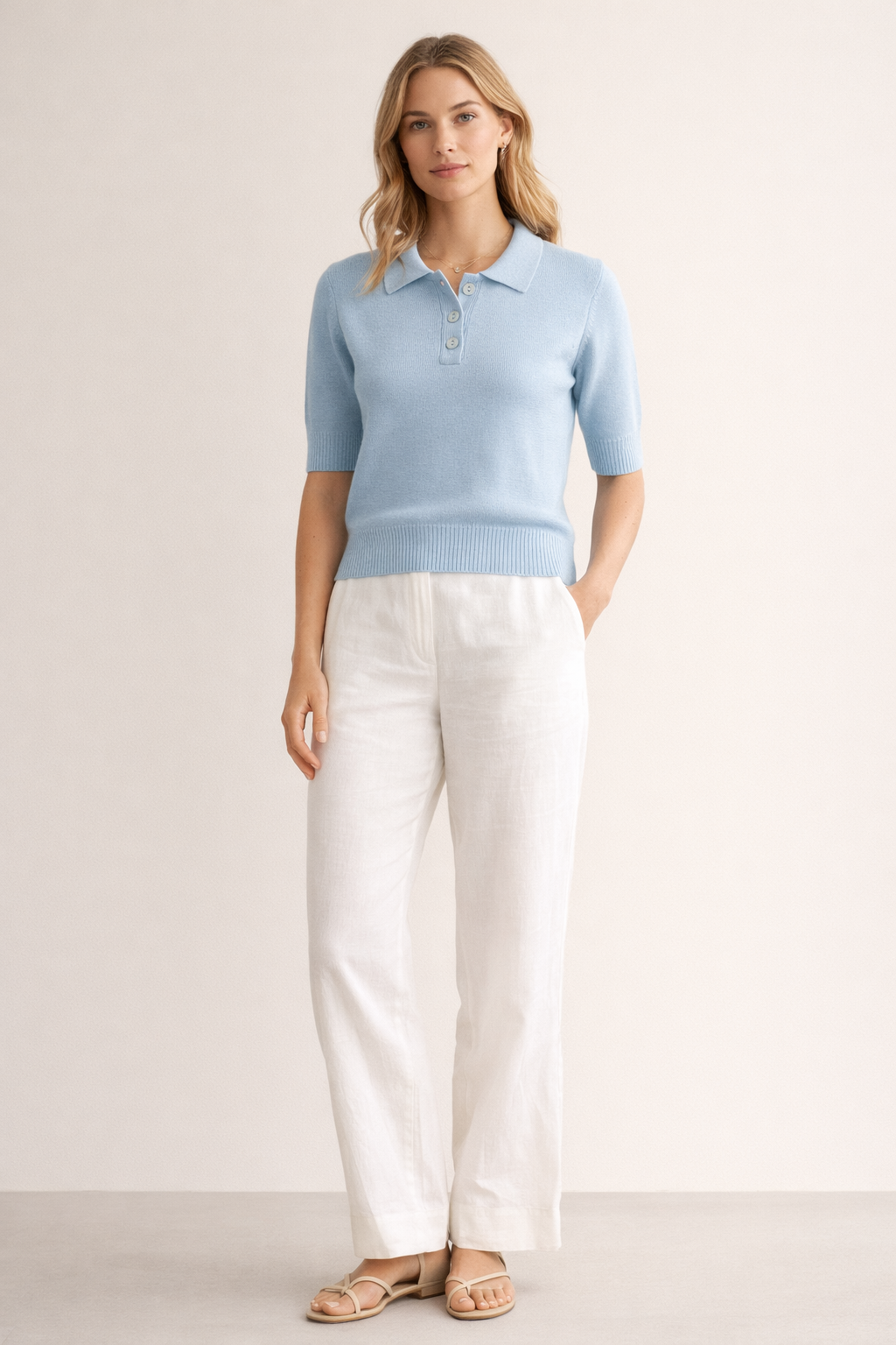 Kaschmir Pullover „Polo“ Hellblau