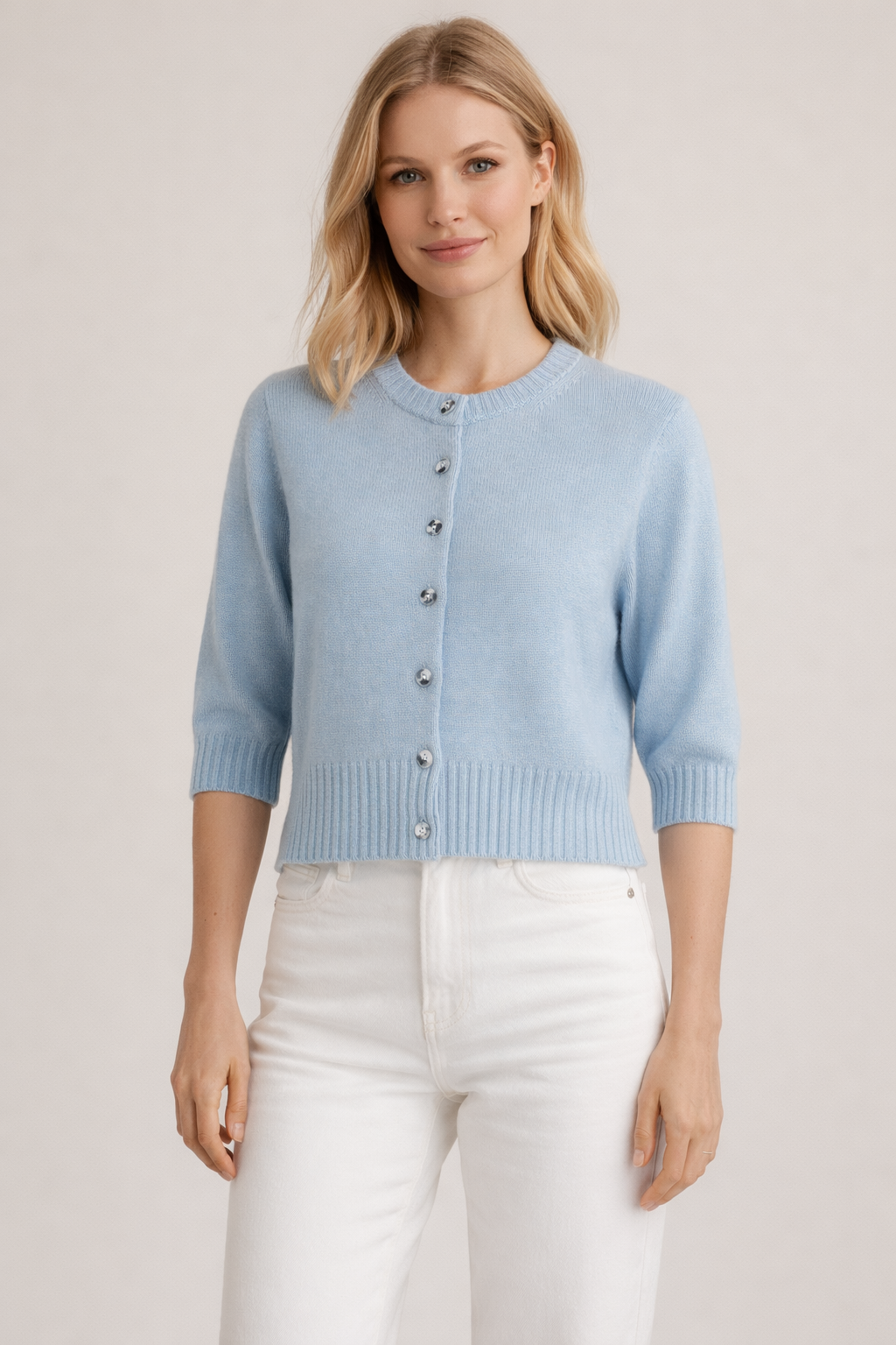 Kaschmir Strickjacke Eisblau