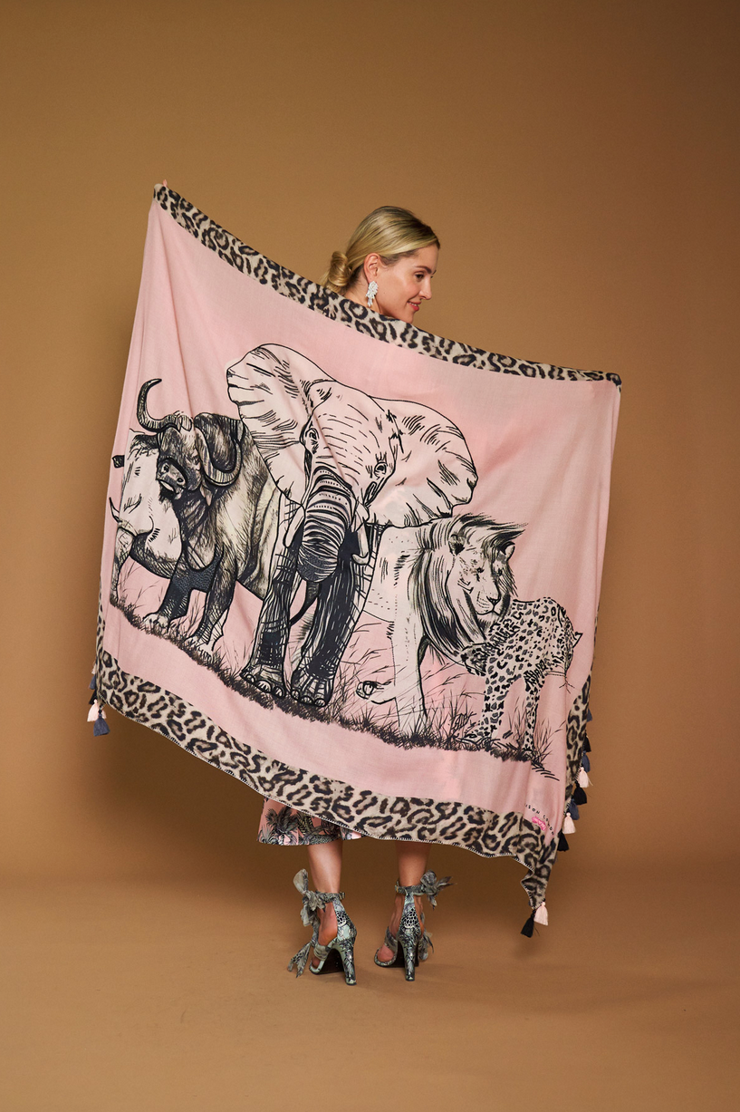 Schal „Big Five“ Rosa | Multicolor