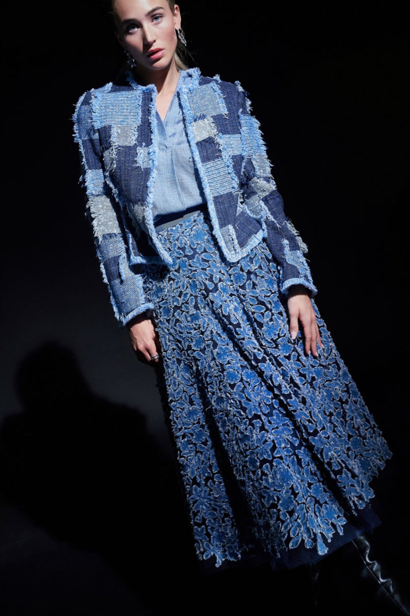 Rock „Blumen“ Jeansblau | Blau