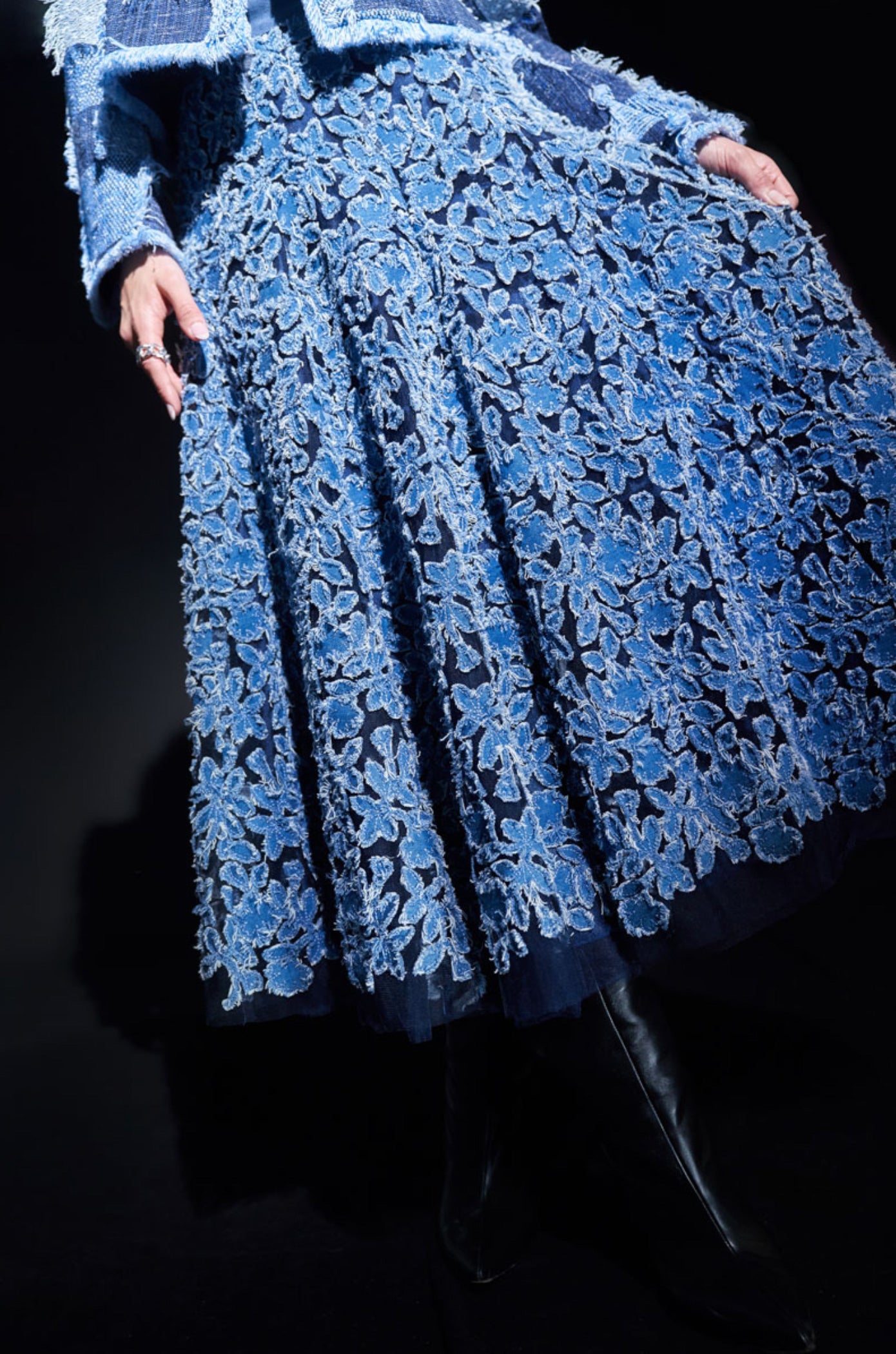 Rock „Blumen“ Jeansblau | Blau