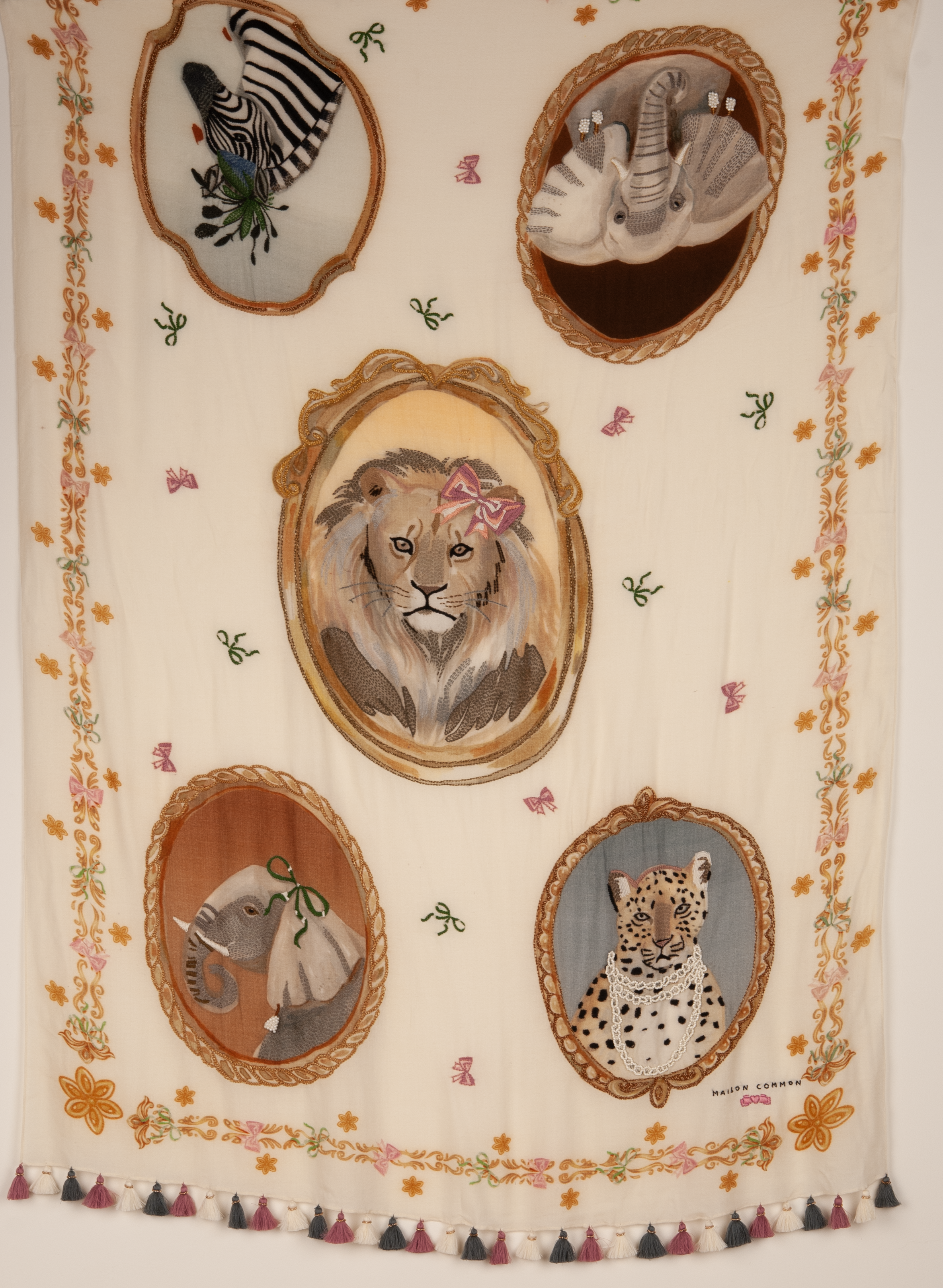 Schal „Animal“ Creme | Multicolor