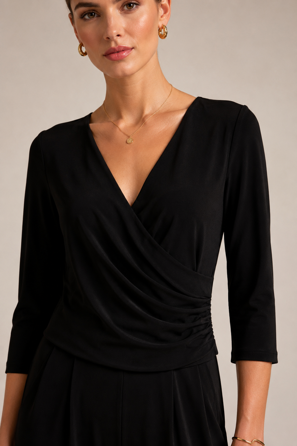 Eleganter Jumpsuit „Wickeloptik“ Schwarz