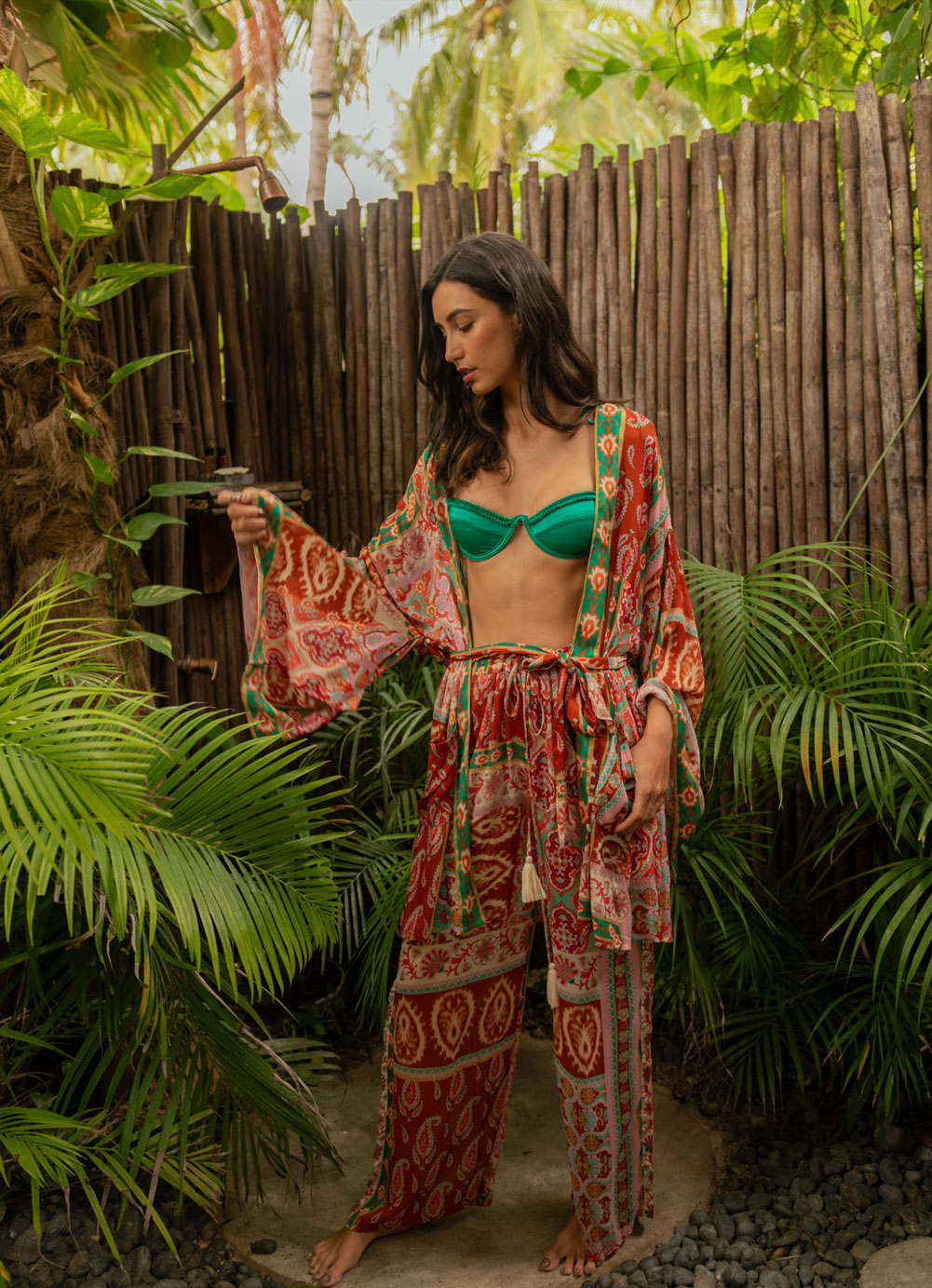 Kimono Rosa | Grün | Multicolor