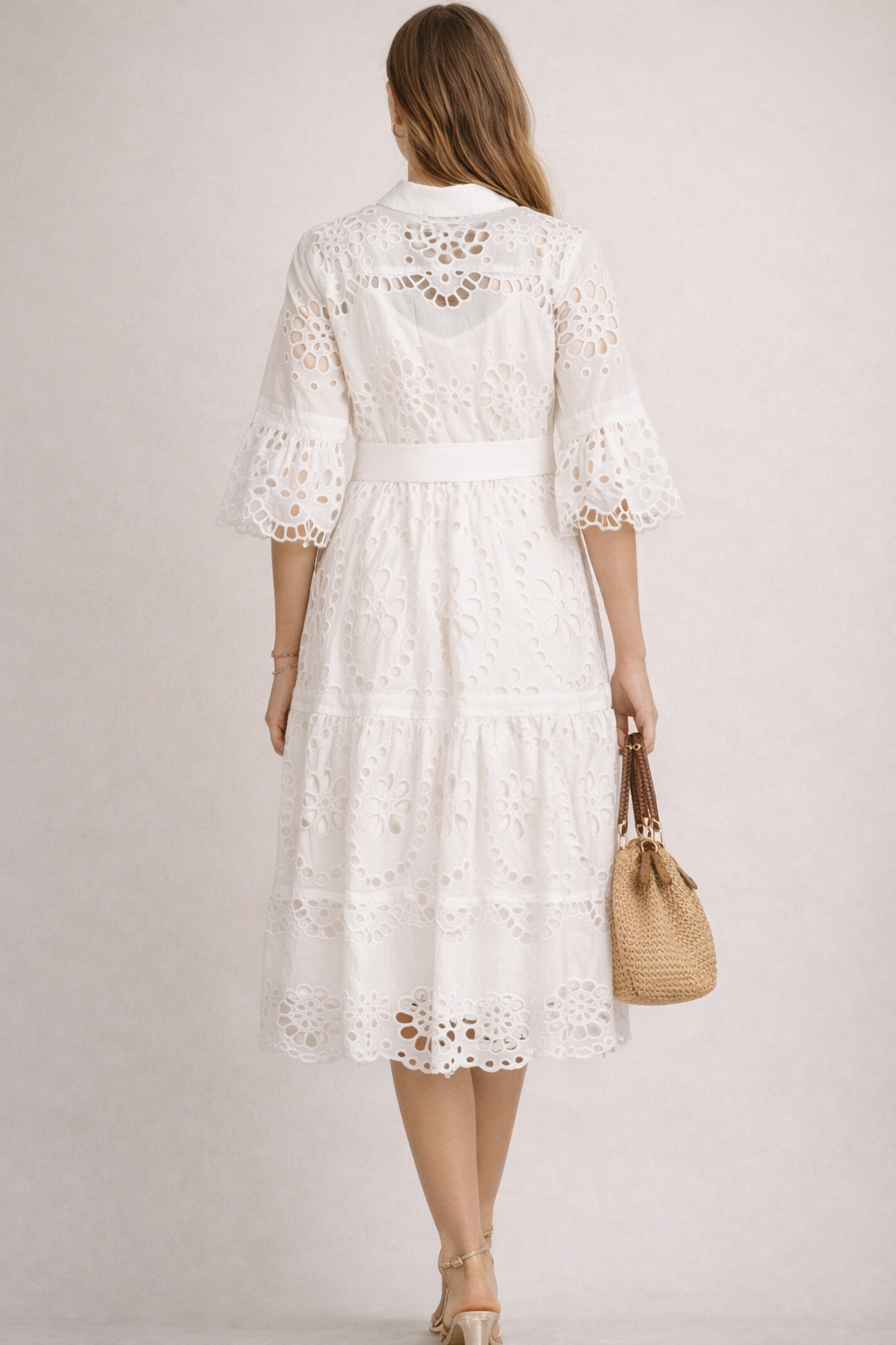 Kleid „Lochmuster“ Weiß