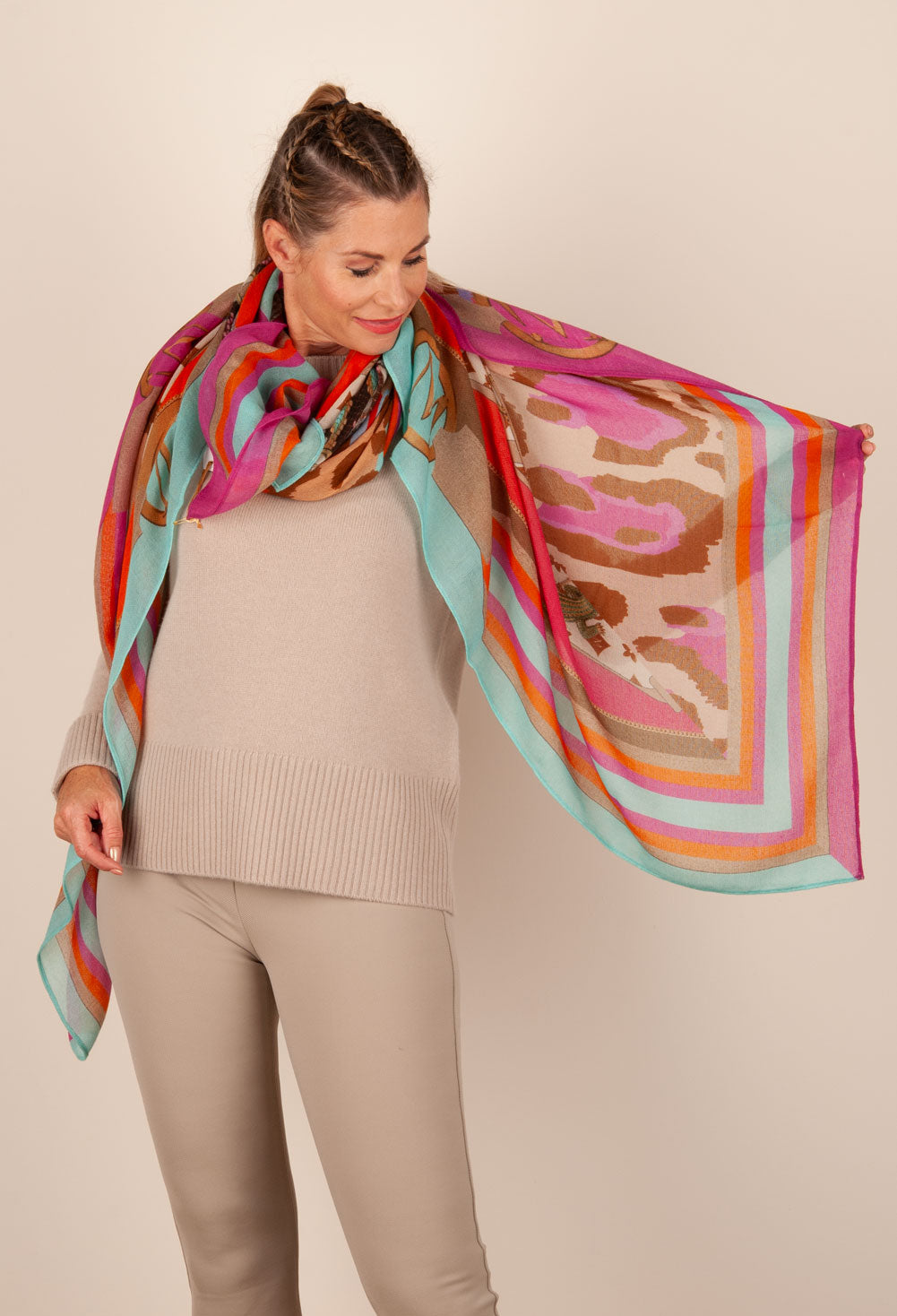 Viereckstuch „Zürich“ Pink | Türkis | Multicolor