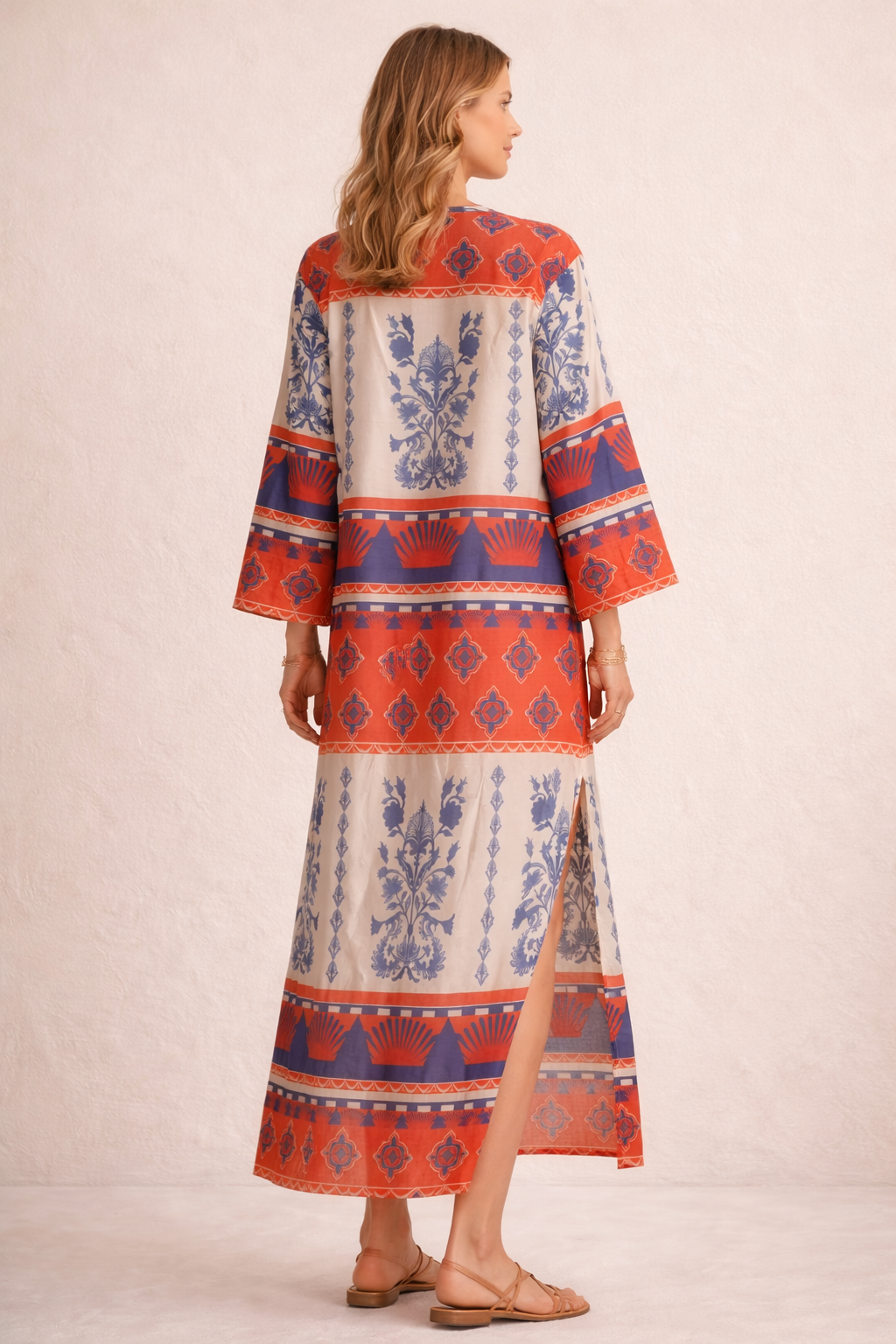 Statement-Kleid Creme | Orange | Lila