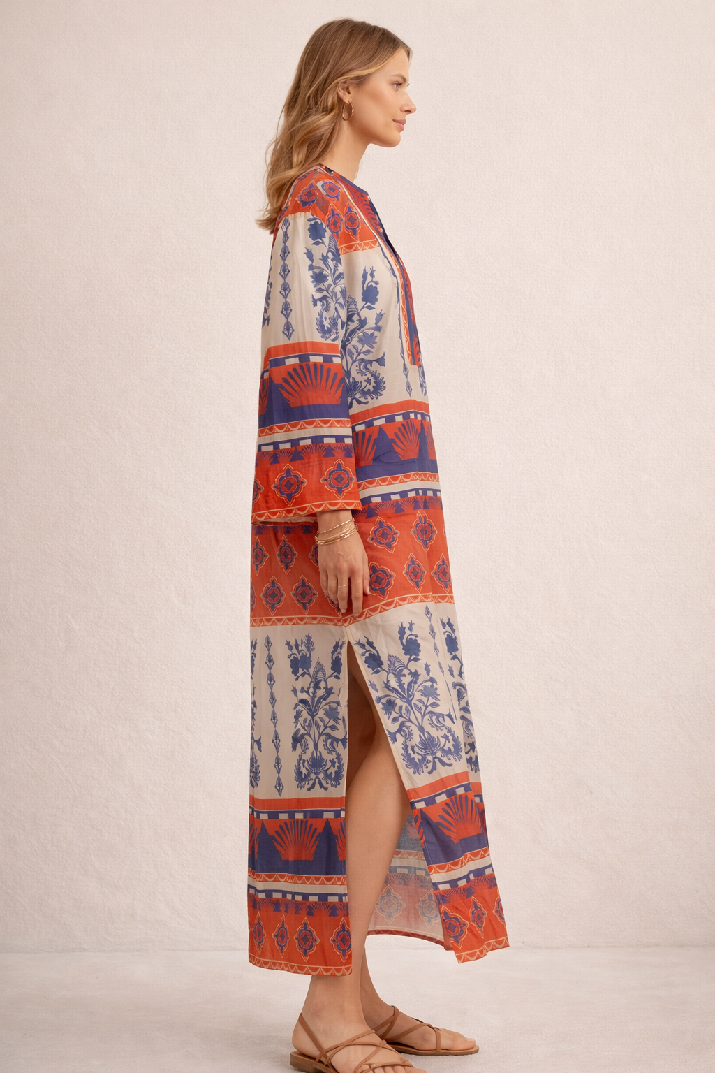 Statement-Kleid Creme | Orange | Lila