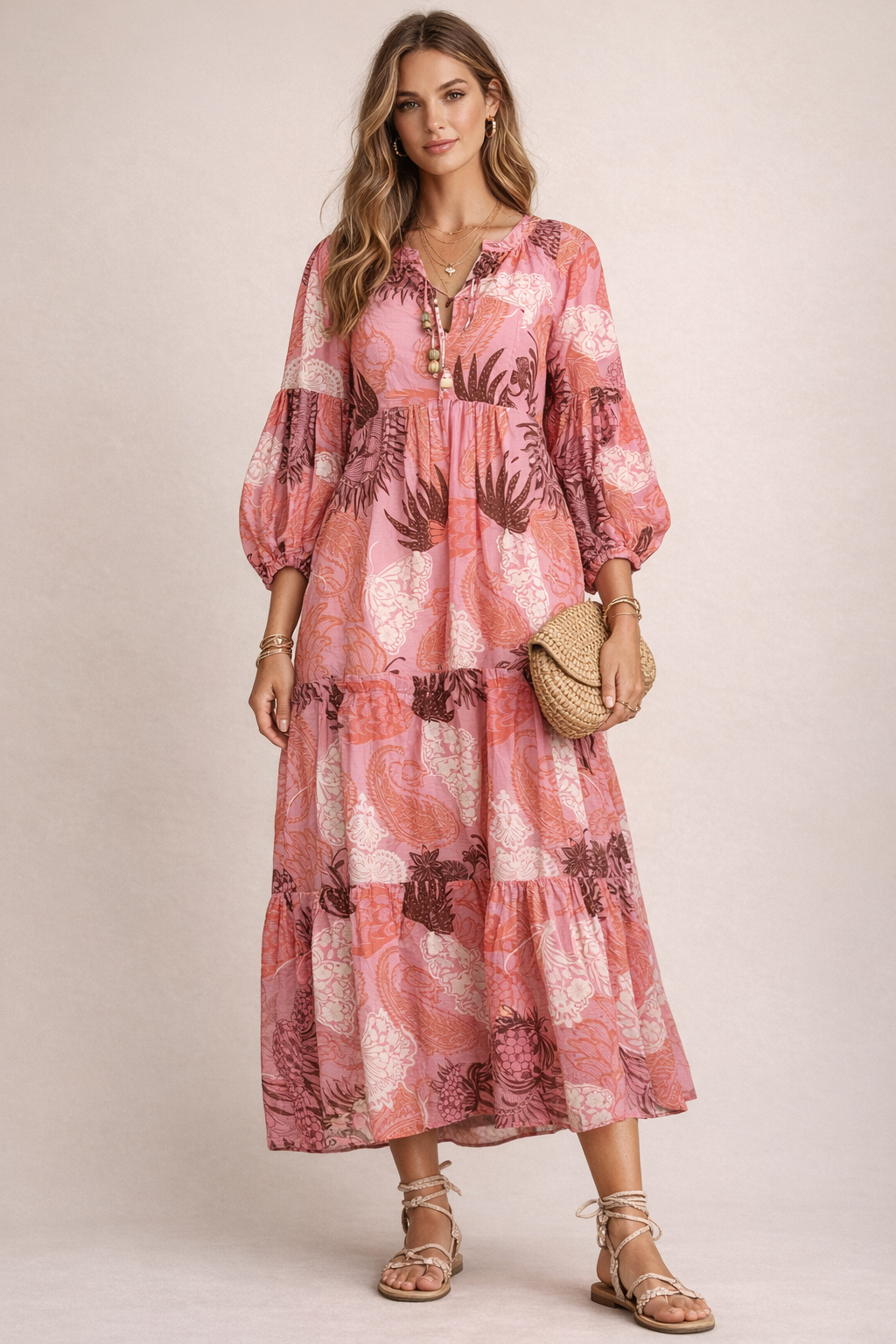 Statement-Kleid Pink | Weiß | Multicolor