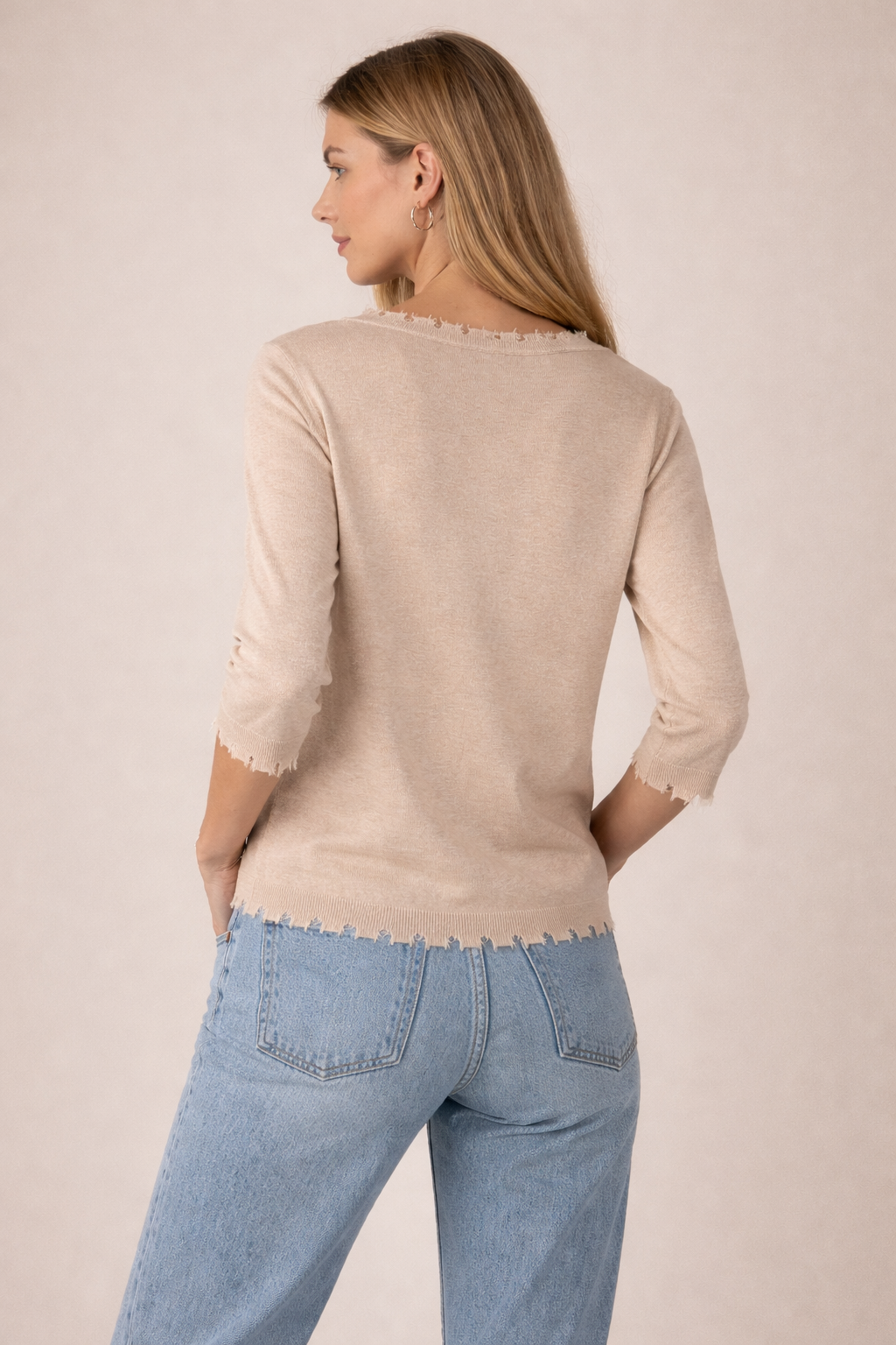 Pullover „Open-Edge“ Sand
