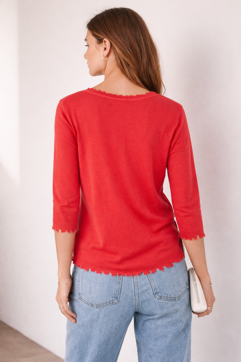 Pullover „Open-Edge“ Raspberry
