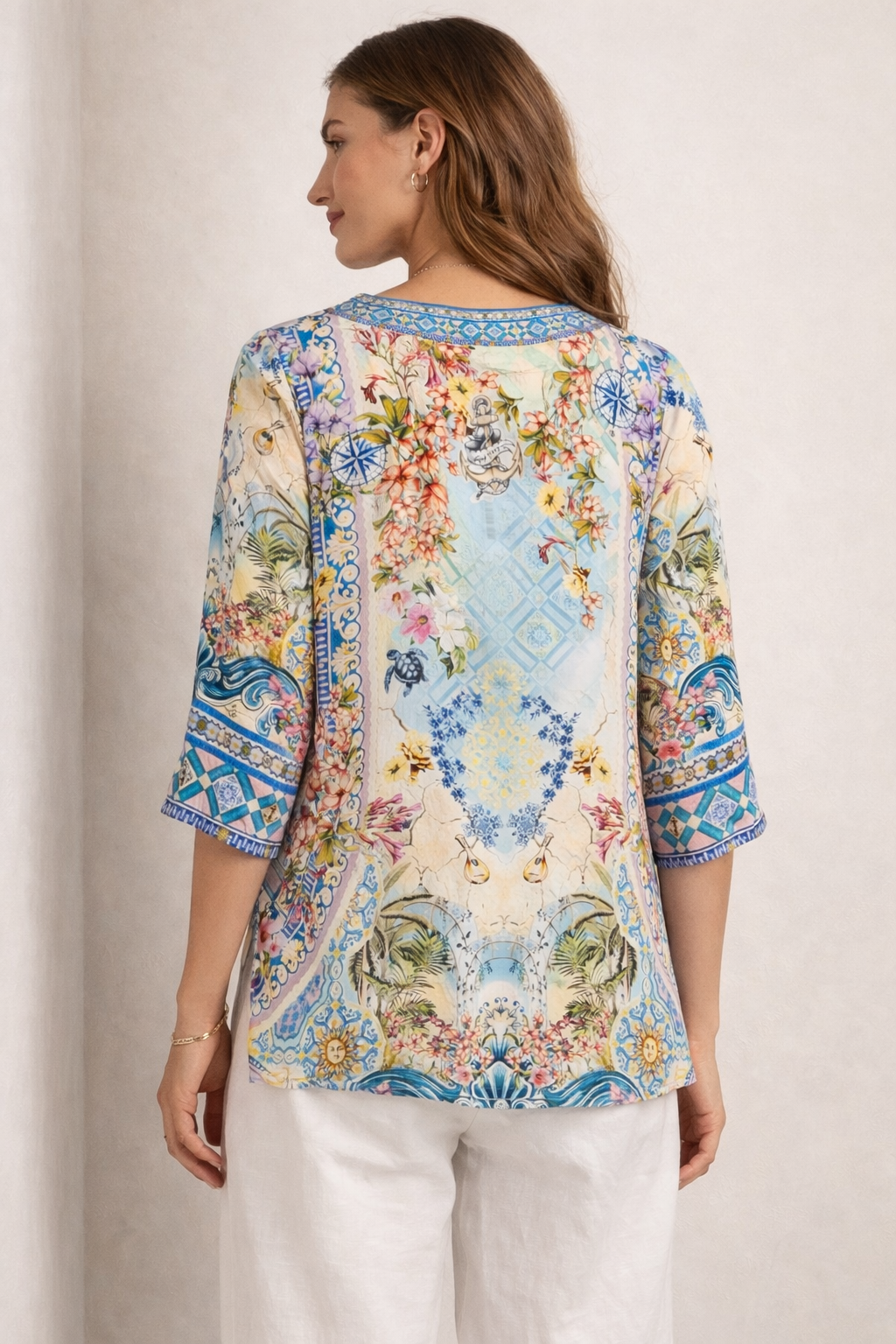 Blusenshirt „Dolce Vita“ Gelb | Blau | Multicolor