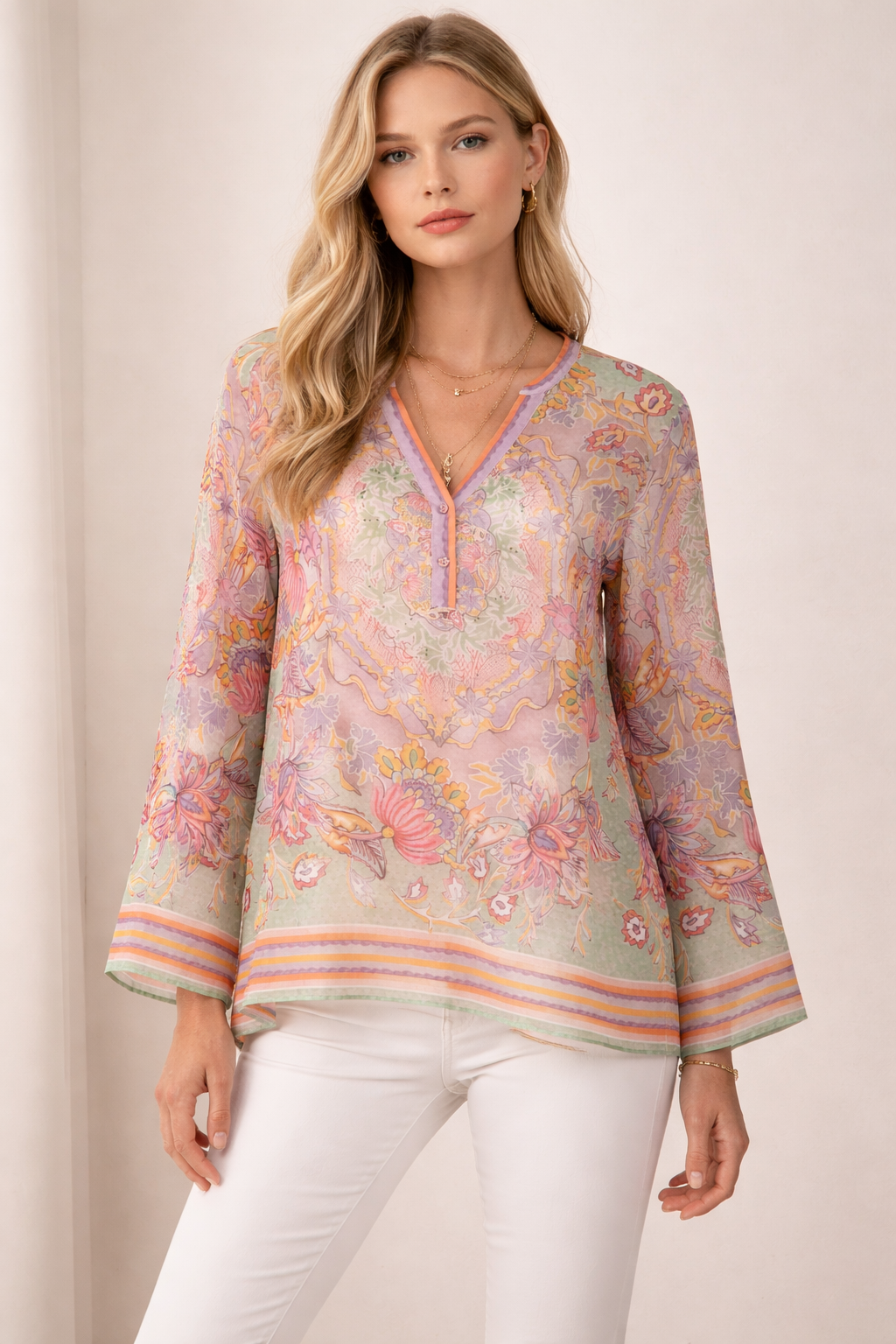 Tunika-Bluse „Floral“ Multicolor