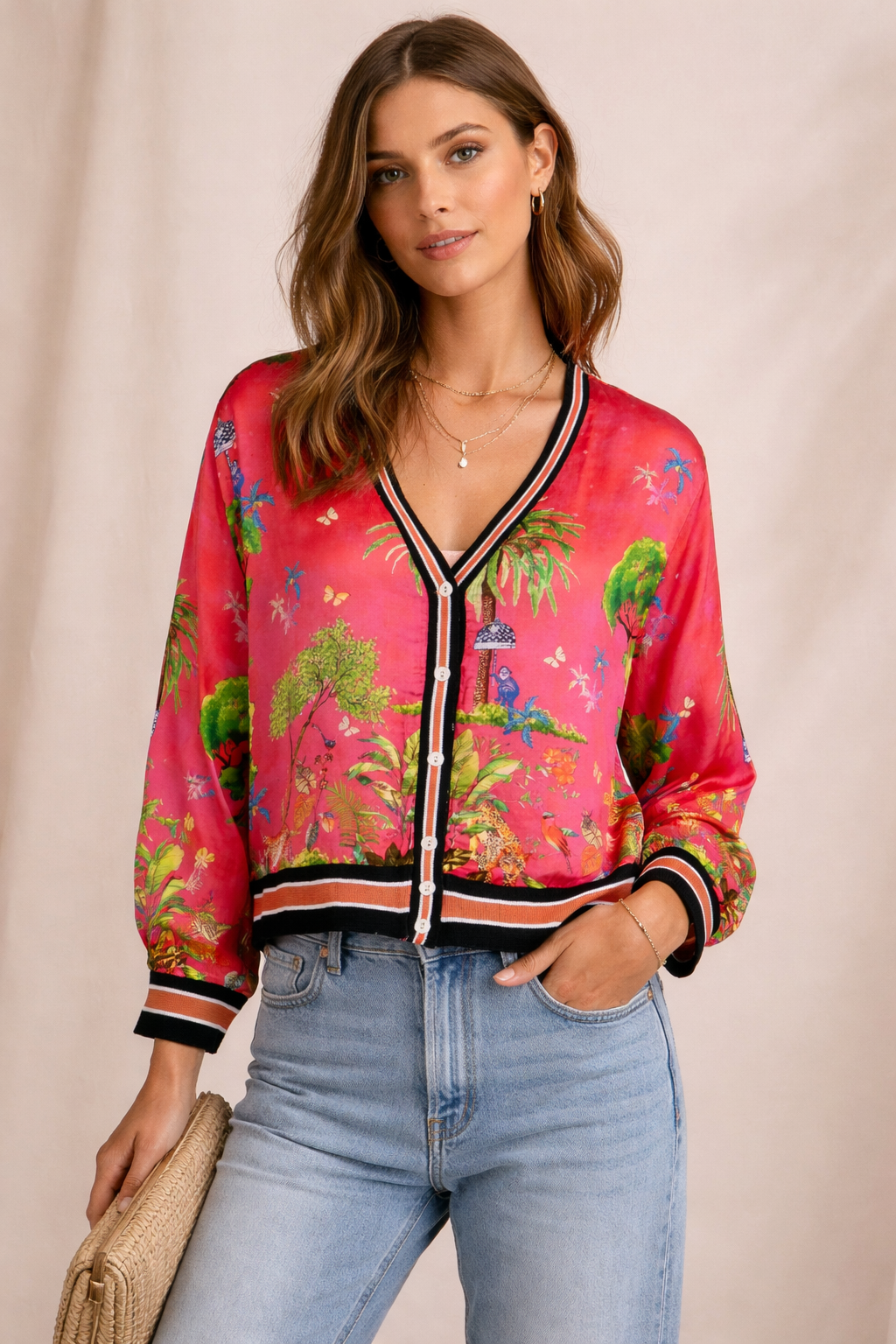 Jacke „Tropisch“ Pink | Multicolor