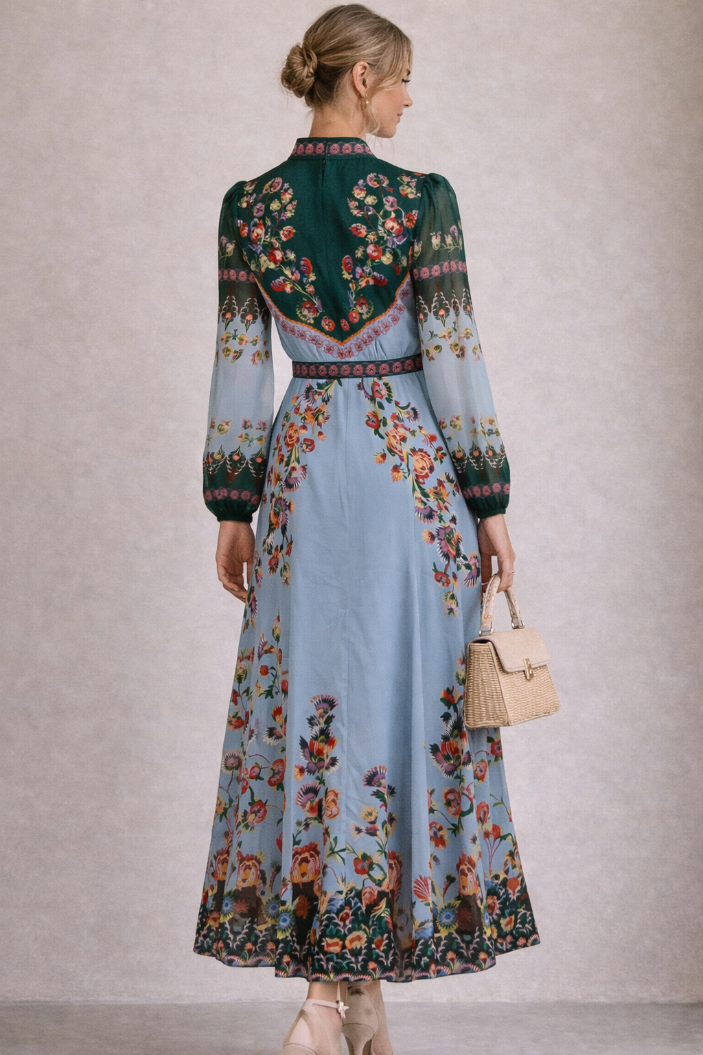 Maxikleid „Blumen“ Blau | Grün | Multicolor