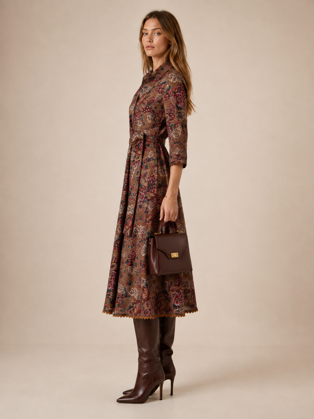 Samantha Sung Florales Wickelkleid Olivia Braun Multicolor - Design-Fokus