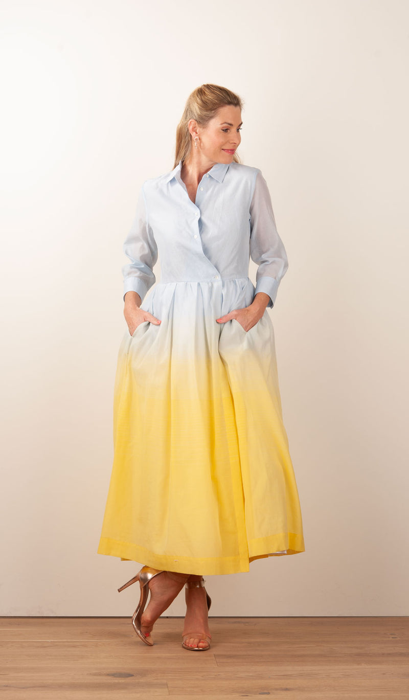 Kleid Hellblau | Gelb | Multicolor