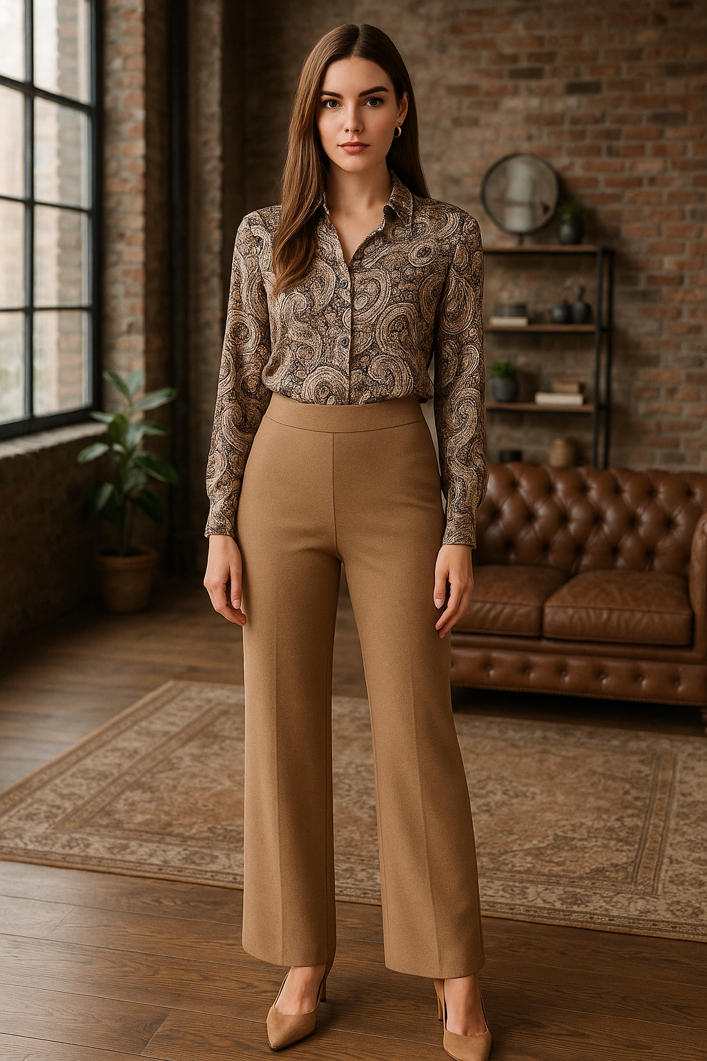 Hose „Kimberly Wool“ Beige