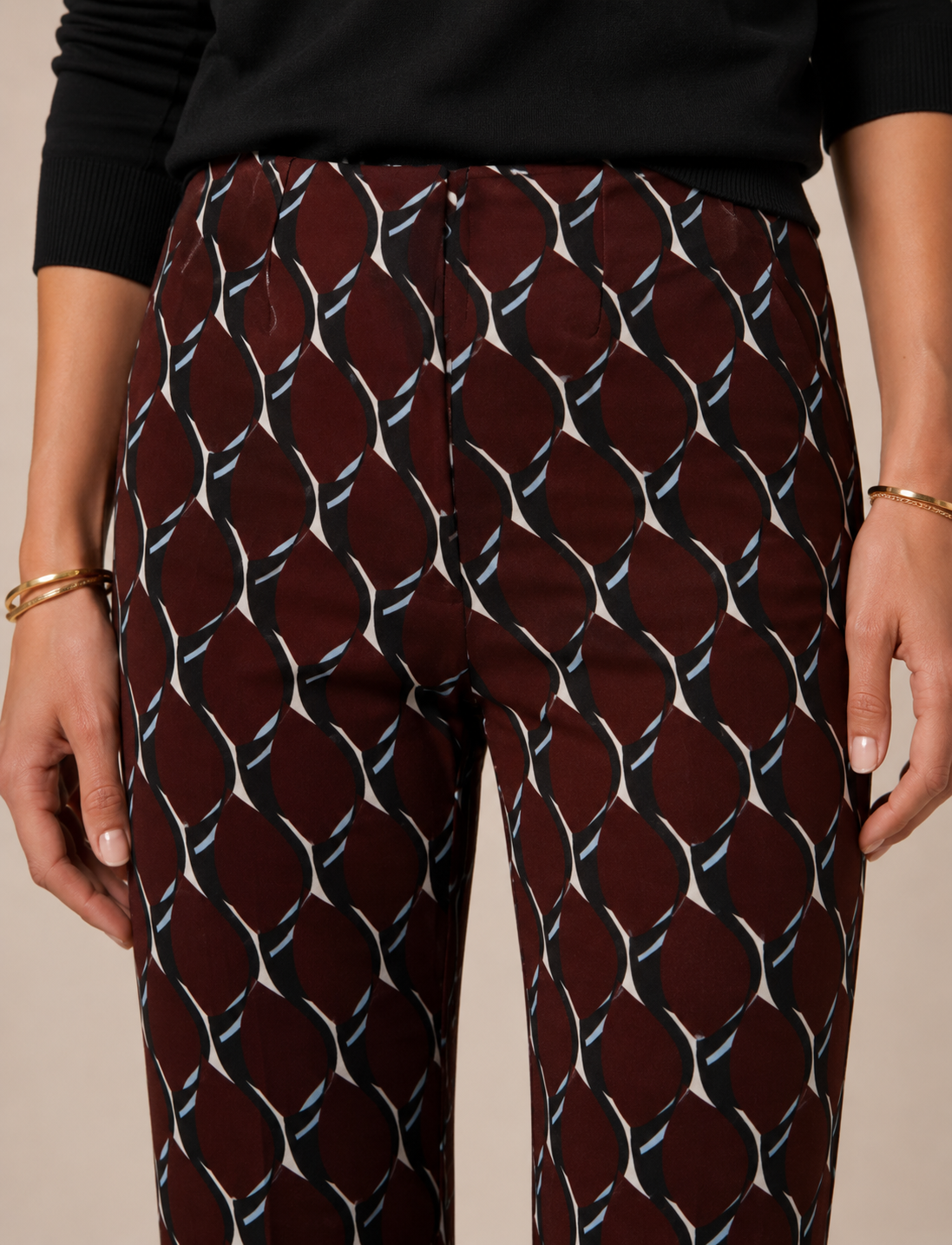 Statement-Hose „Cindy“ Barolo | Schwarz | Weiß | Hellblau