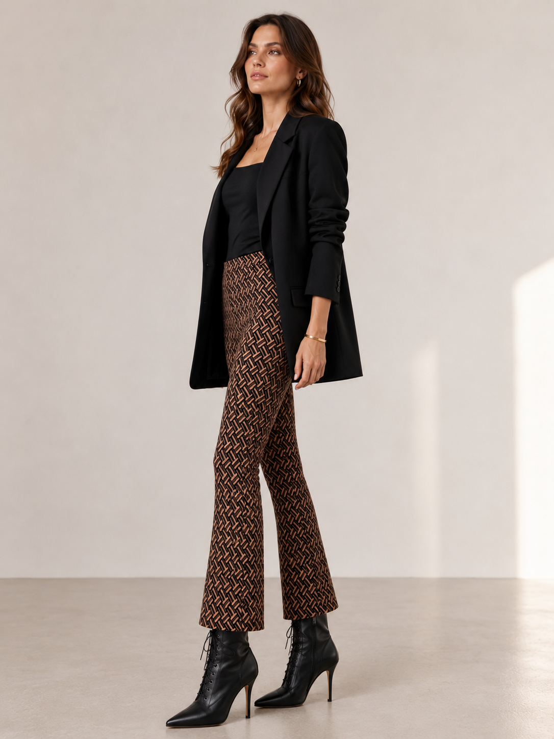 Statement-Hose „Cindy“ Camel | Braun | Schwarz