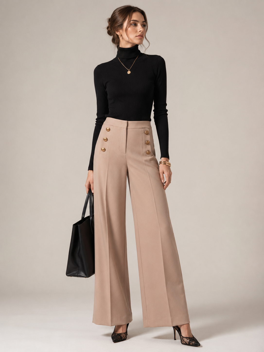 Statement-Hose „Bridget“ Puderbeige